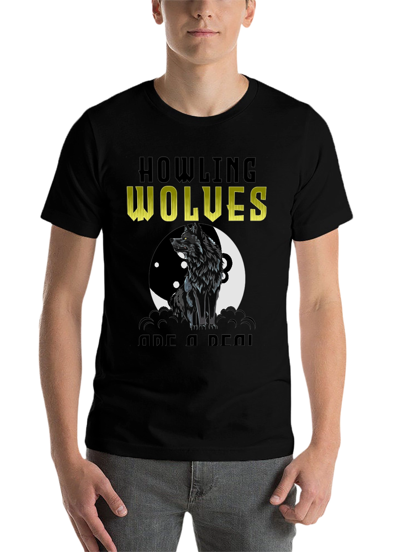 Black Howling Wolves Graphic Tee - Black T-Shirt view 7