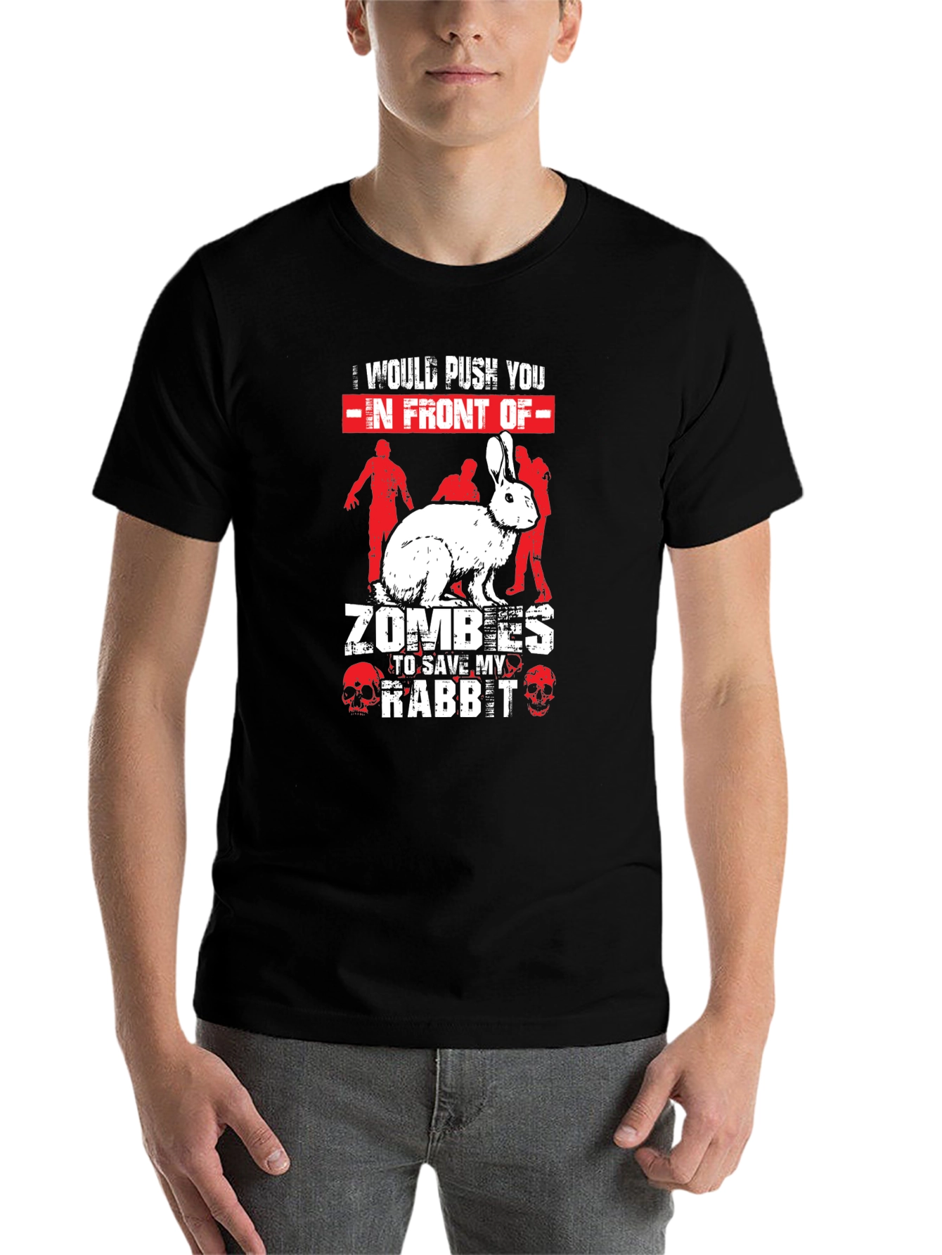 Black Zombie Rabbit Graphic Tee - Save My Rabbit! view 7