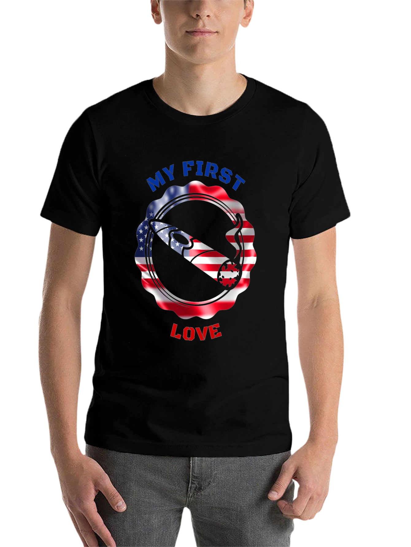Black My First Love Graphic T-Shirt view 7