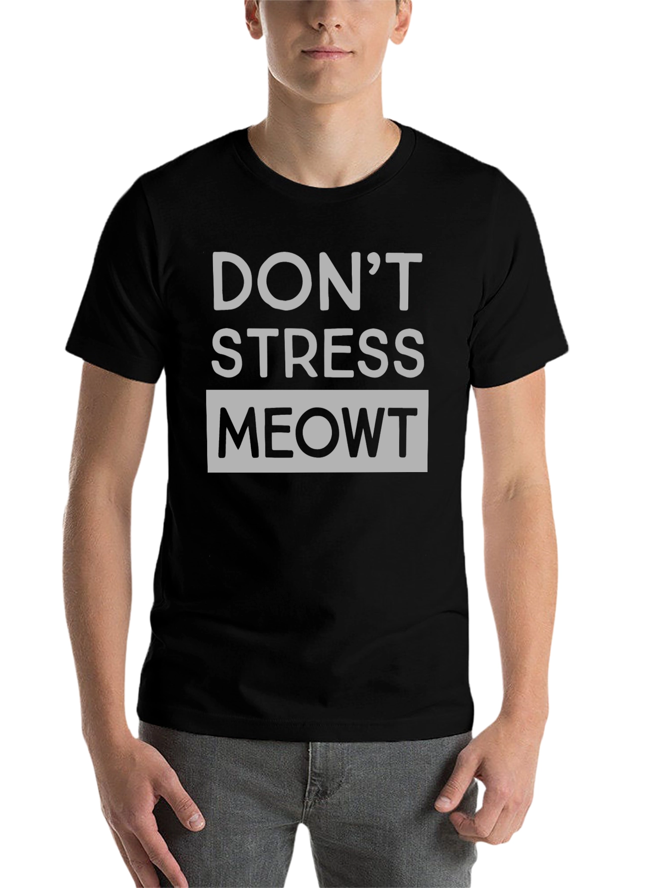 Black Don't Stress Meowt Black Graphic Tee view 7