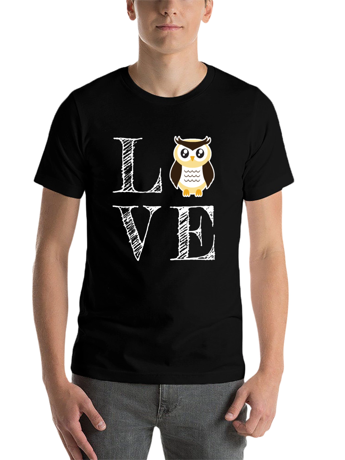 Black Owl Love T-Shirt - Cute Graphic Tee view 7