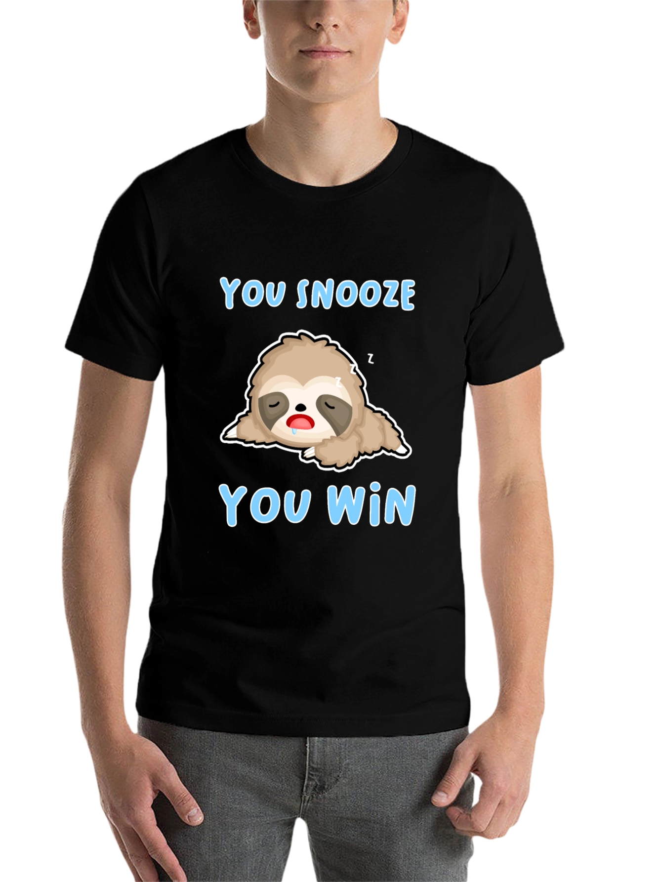Black You Snooze You Win Sloth T-Shirt view 7