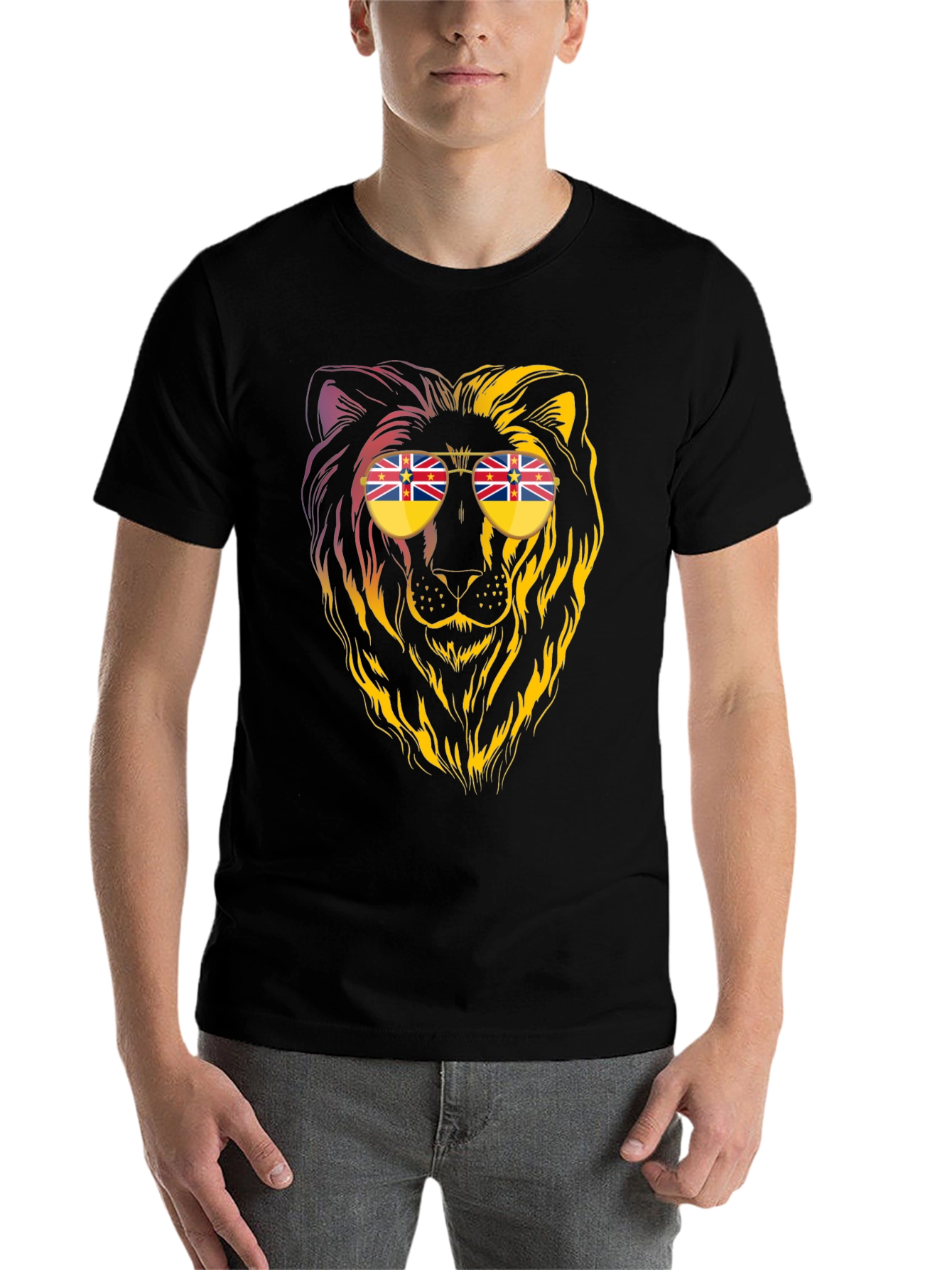 Black Lion Sunglasses Graphic Tee - Cool & Unique Design view 7