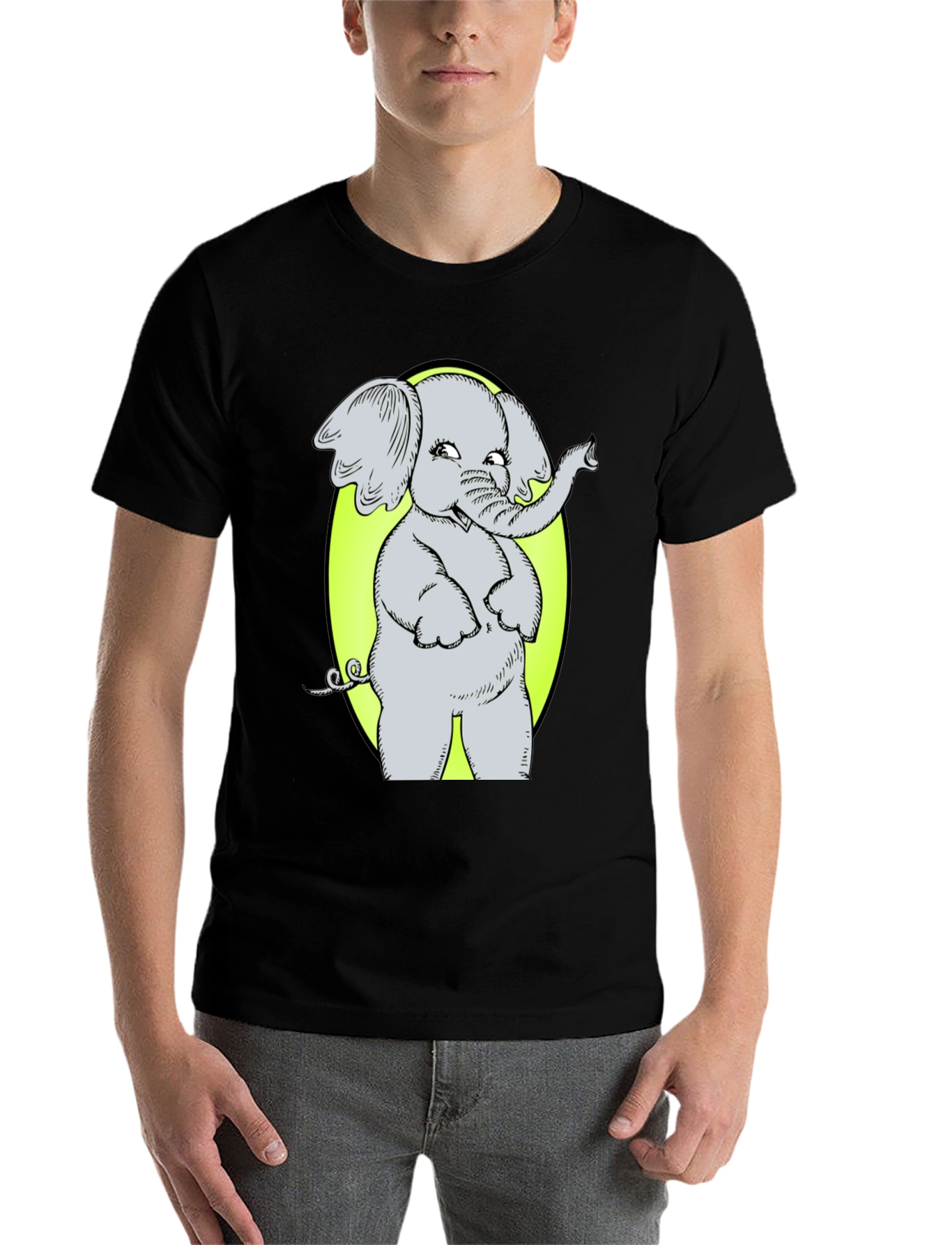 Black Elephant Graphic Tee - Cute Cartoon Design view 7