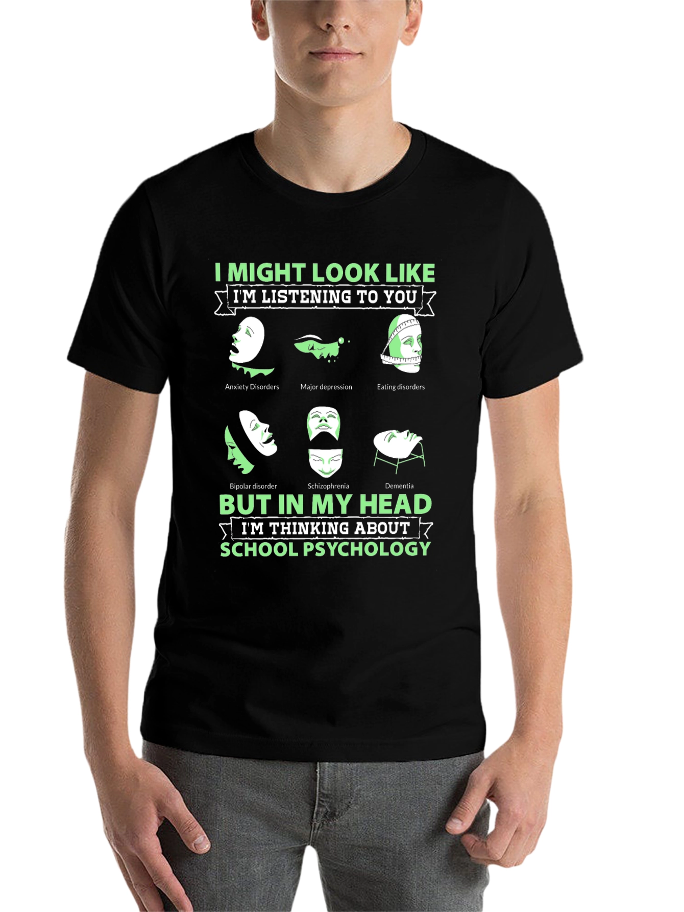 Black School Psychology Mental Health T-Shirt view 7
