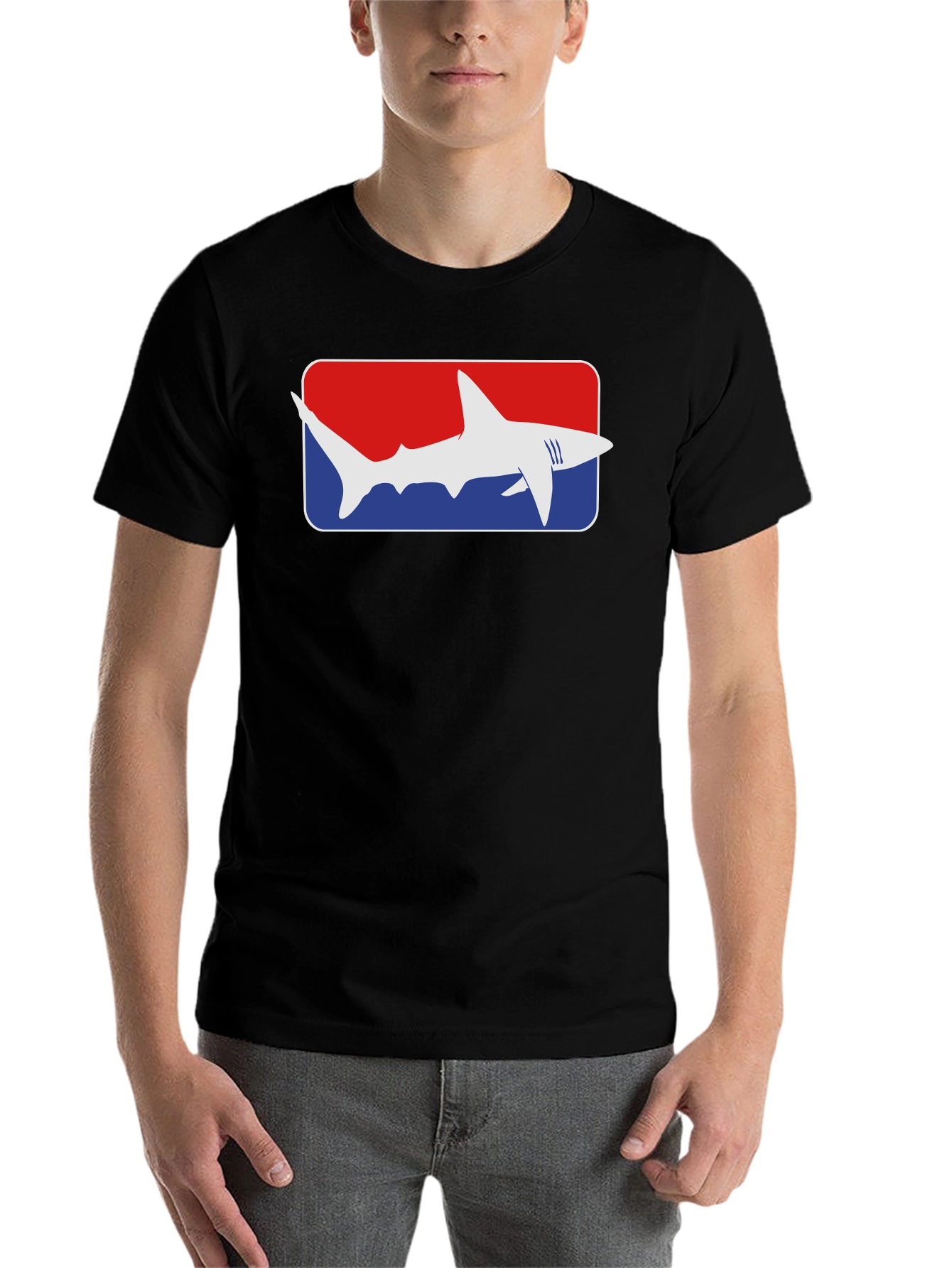 Black Shark Graphic Tee - Red White and Blue view 7