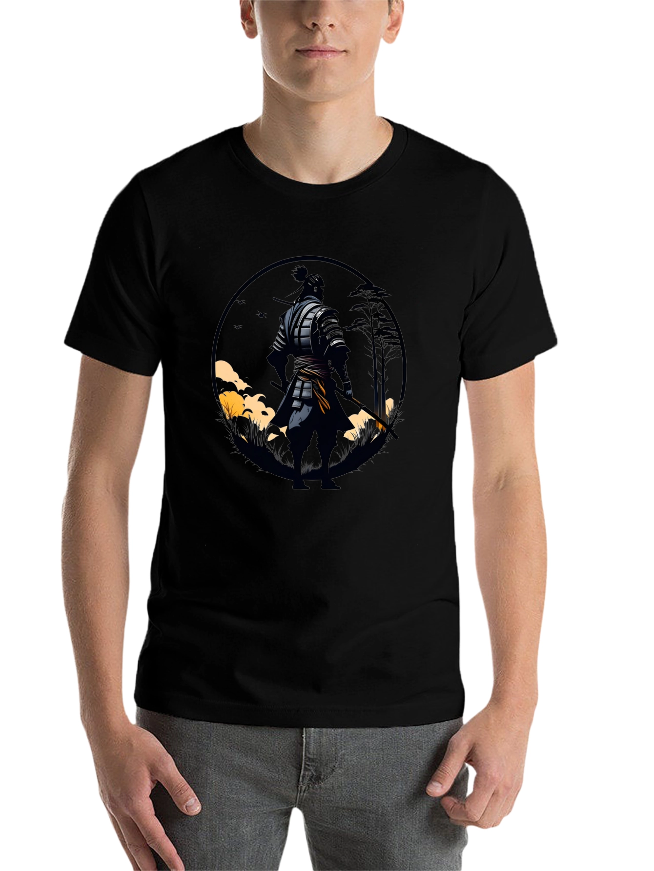 Black Samurai Warrior Graphic Tee - Stylish Black T-Shirt view 7