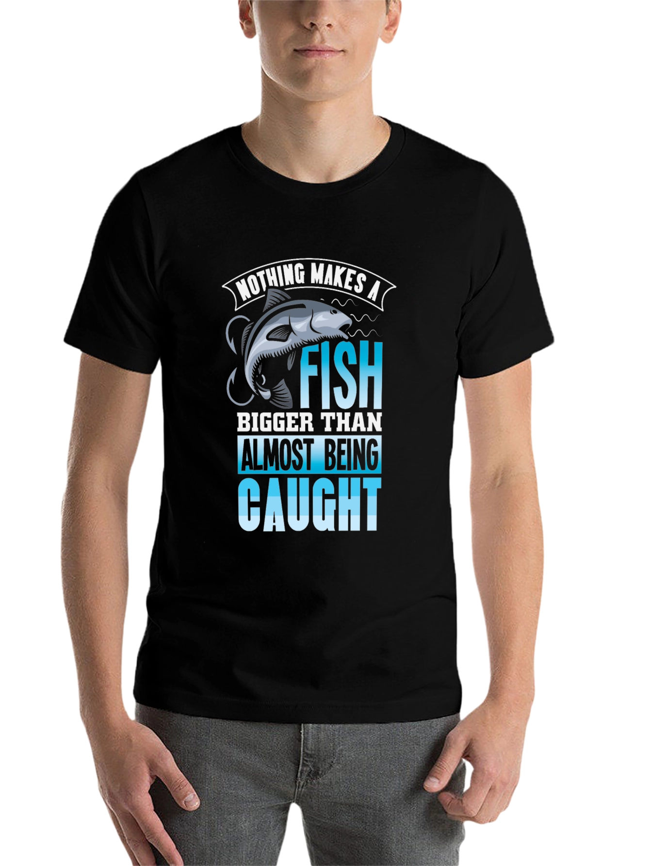 Black Fishing T-Shirt: Nothing Makes a Fish Bigger view 7