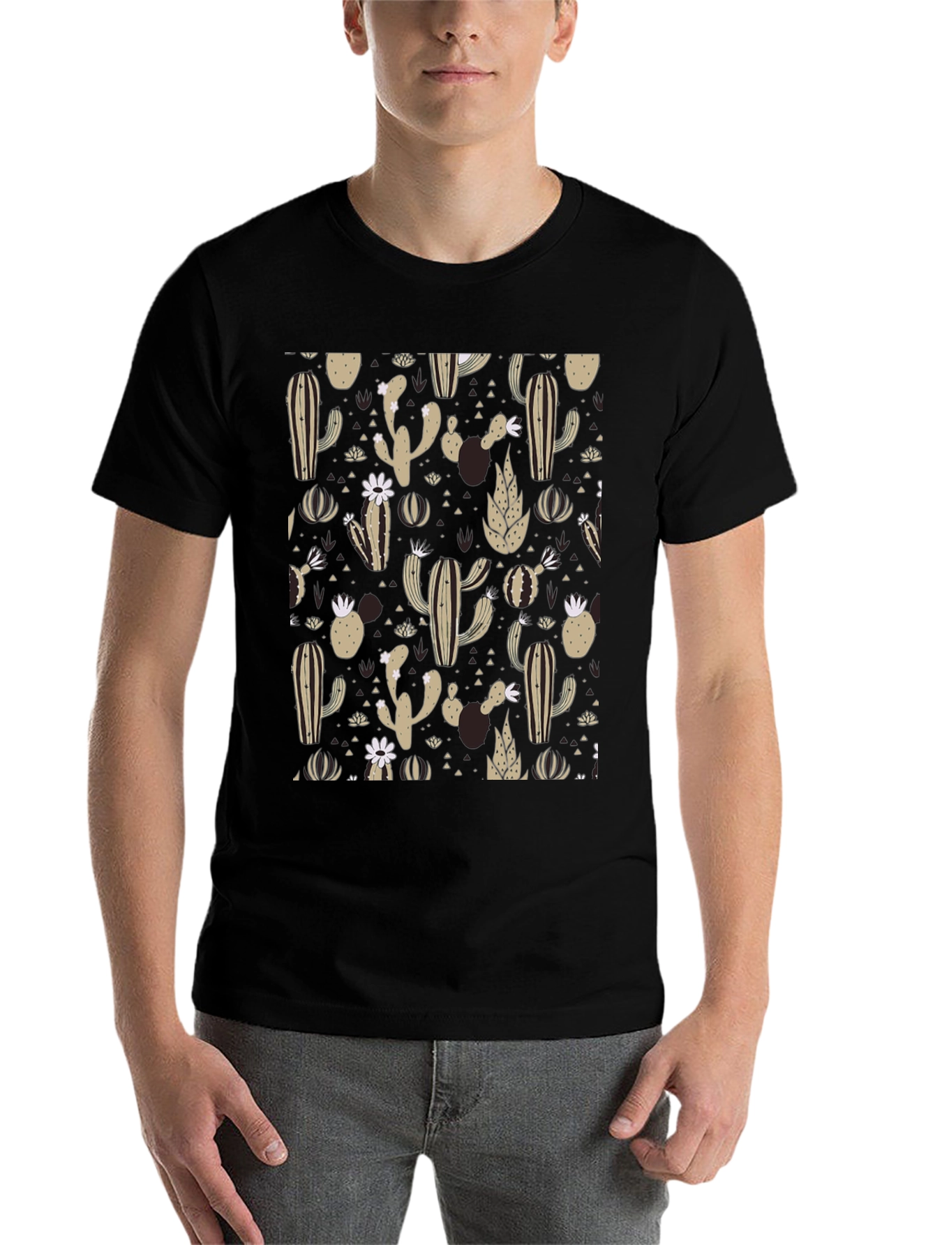 Black Cactus Print T-Shirt - Desert Style view 7