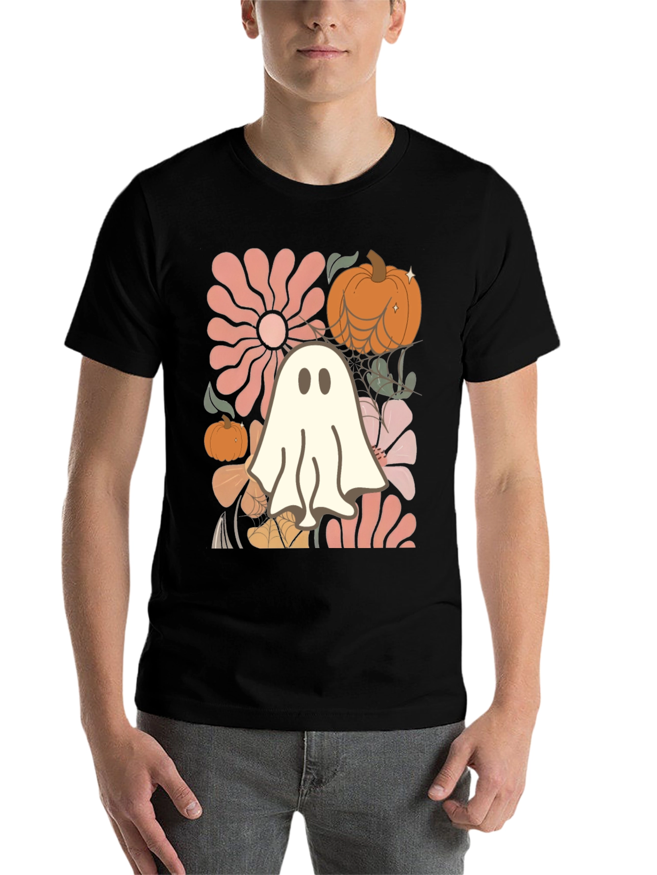Black Spooky Season Ghost T-Shirt view 7