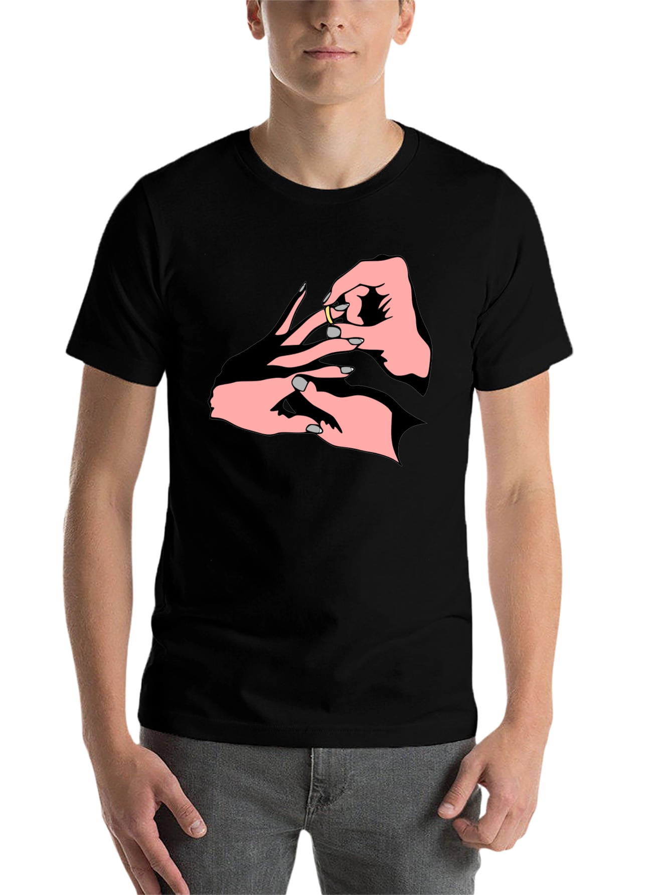 Black Engagement Ring Graphic T-Shirt view 7