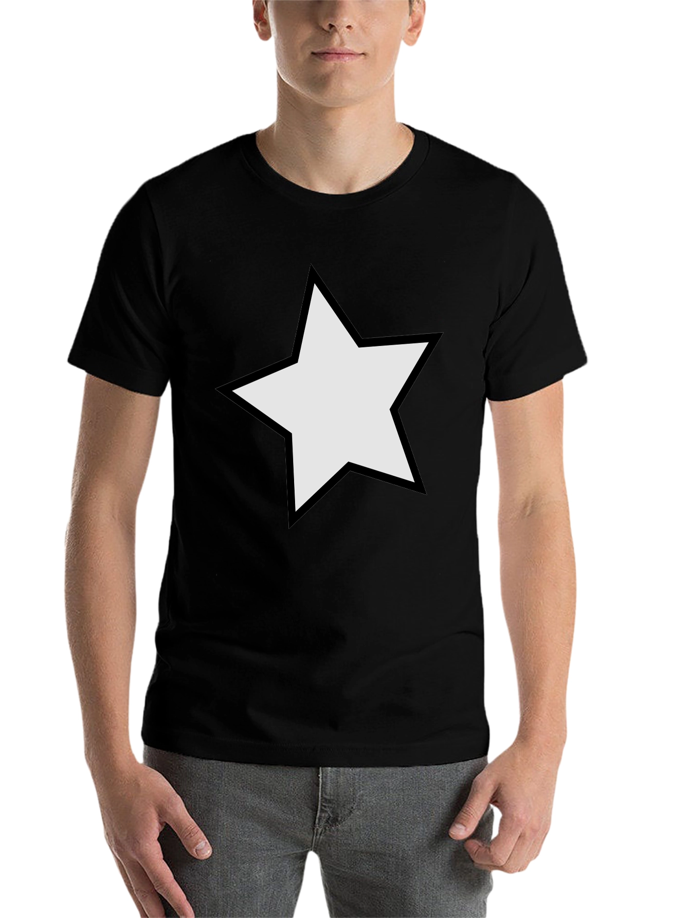 Black Black T-Shirt with Star Design Casual Wear view 7