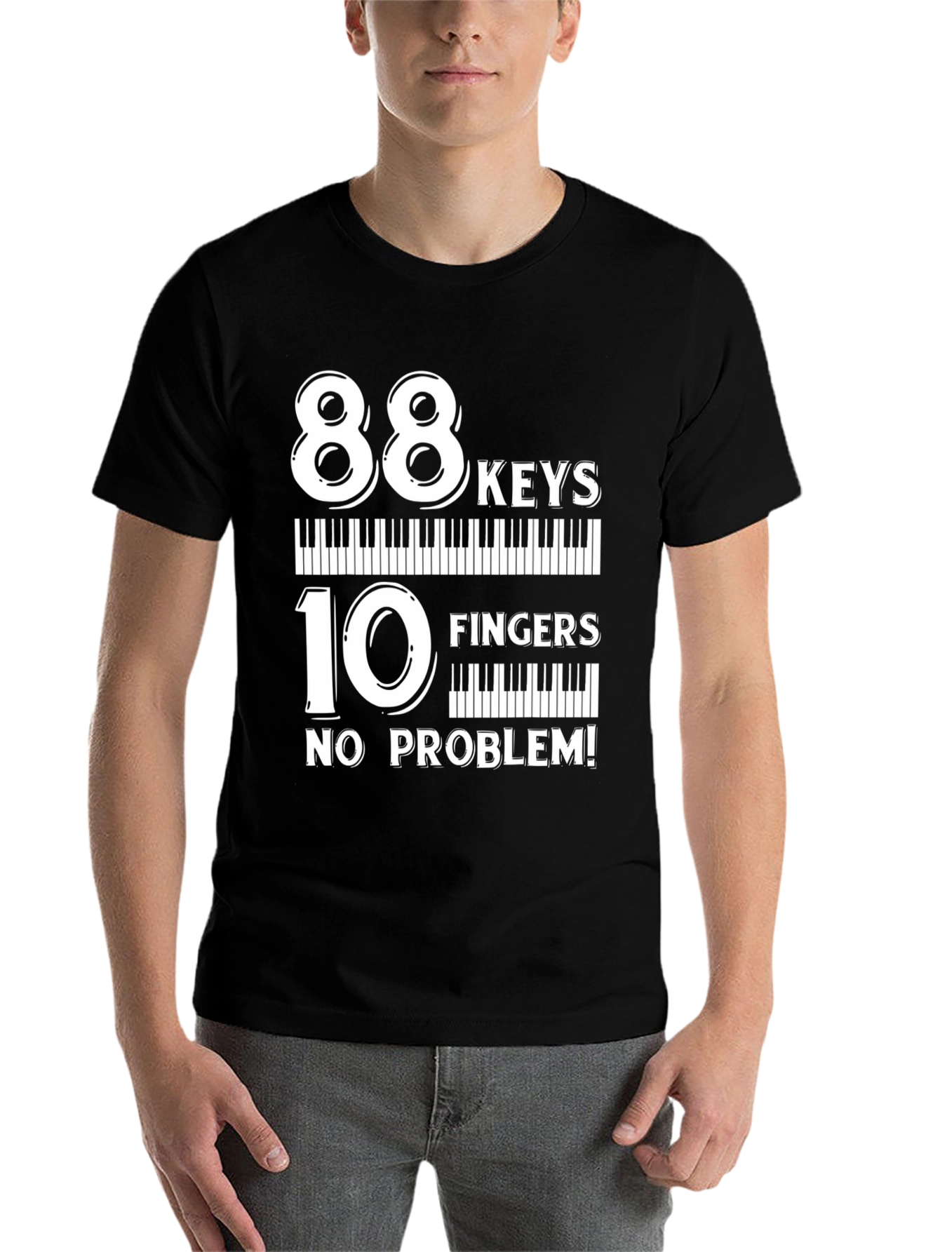 Black 88 Keys 10 Fingers No Problem T-Shirt view 7