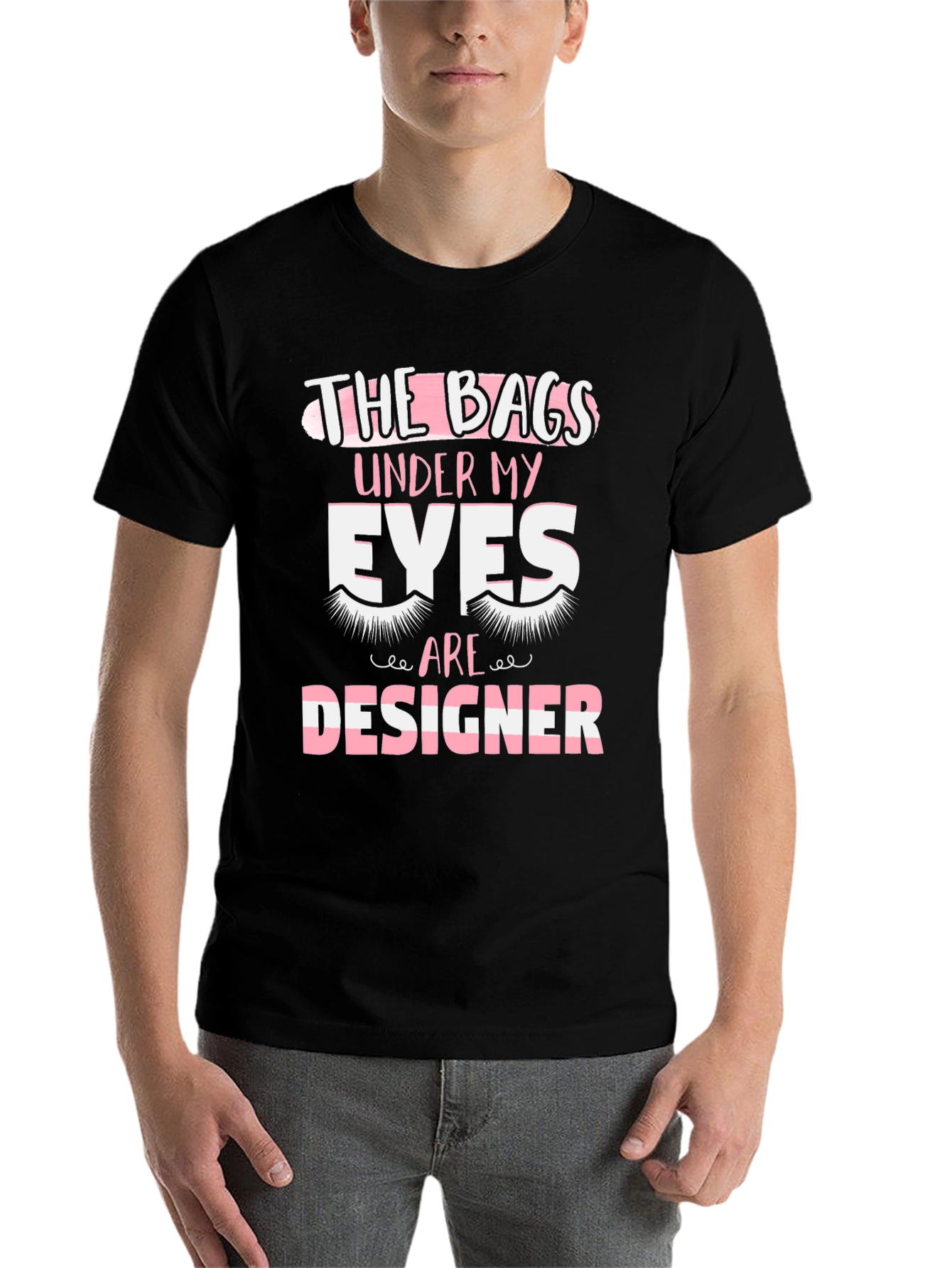 Black Designer Bags Under Eyes T-Shirt view 7