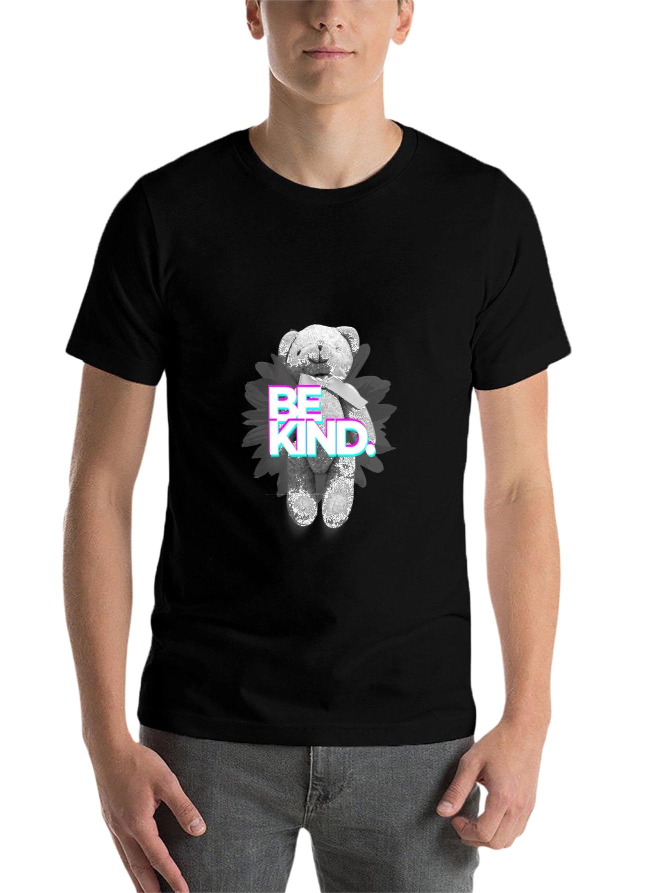 Black Be Kind Teddy Bear Graphic T-Shirt view 7
