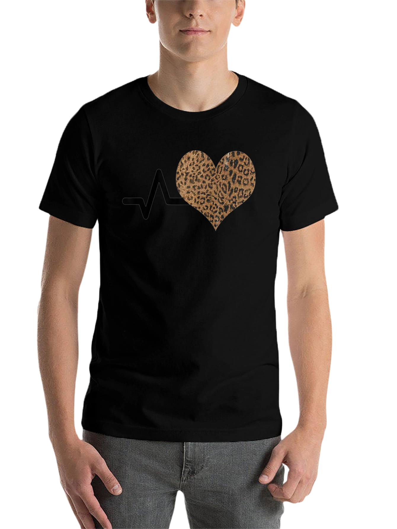 Black Leopard Heartbeat T-Shirt - Stylish Graphic Tee view 7