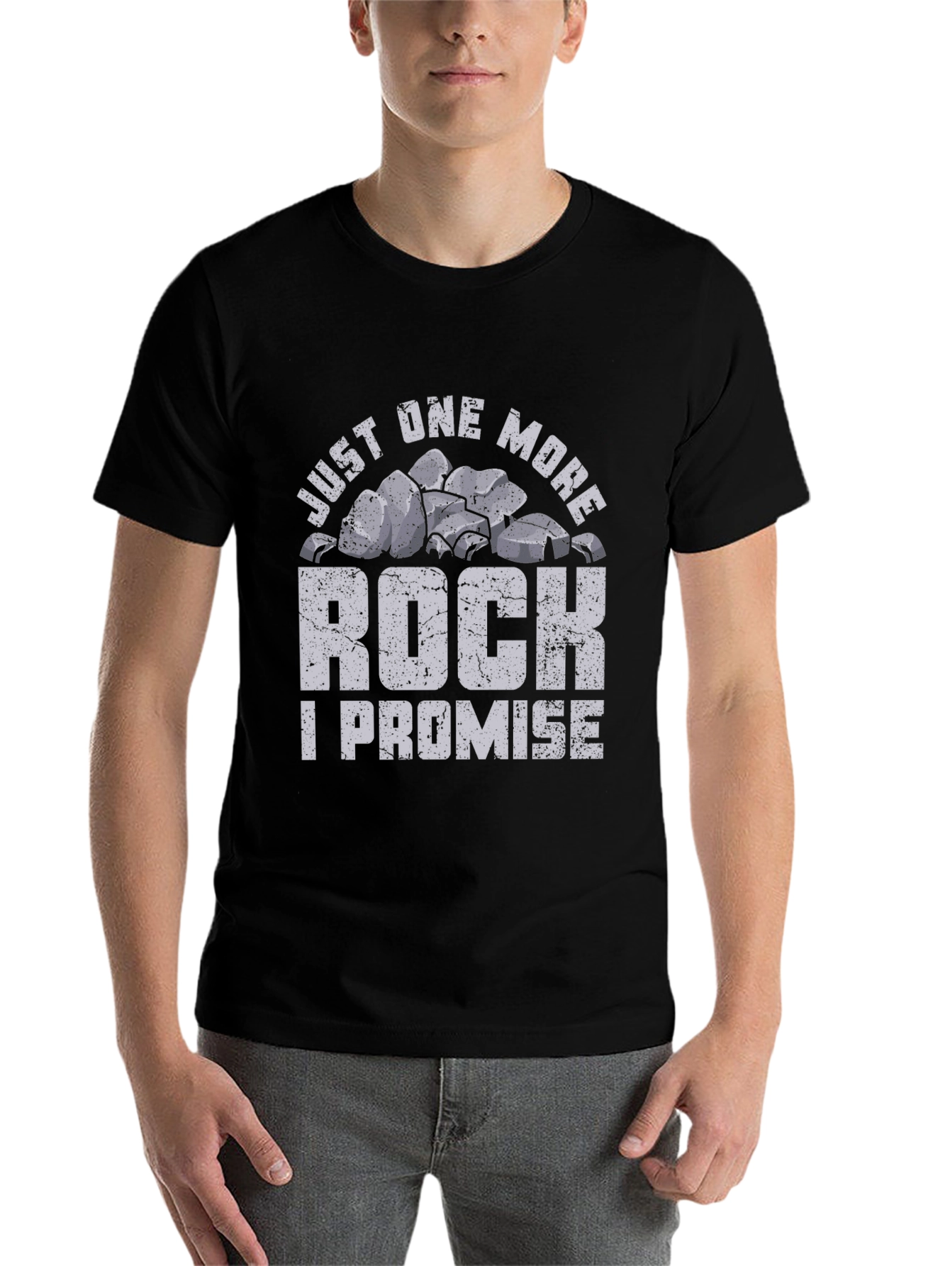 Black Just One More Rock T-Shirt Funny Geologist Shirt view 7
