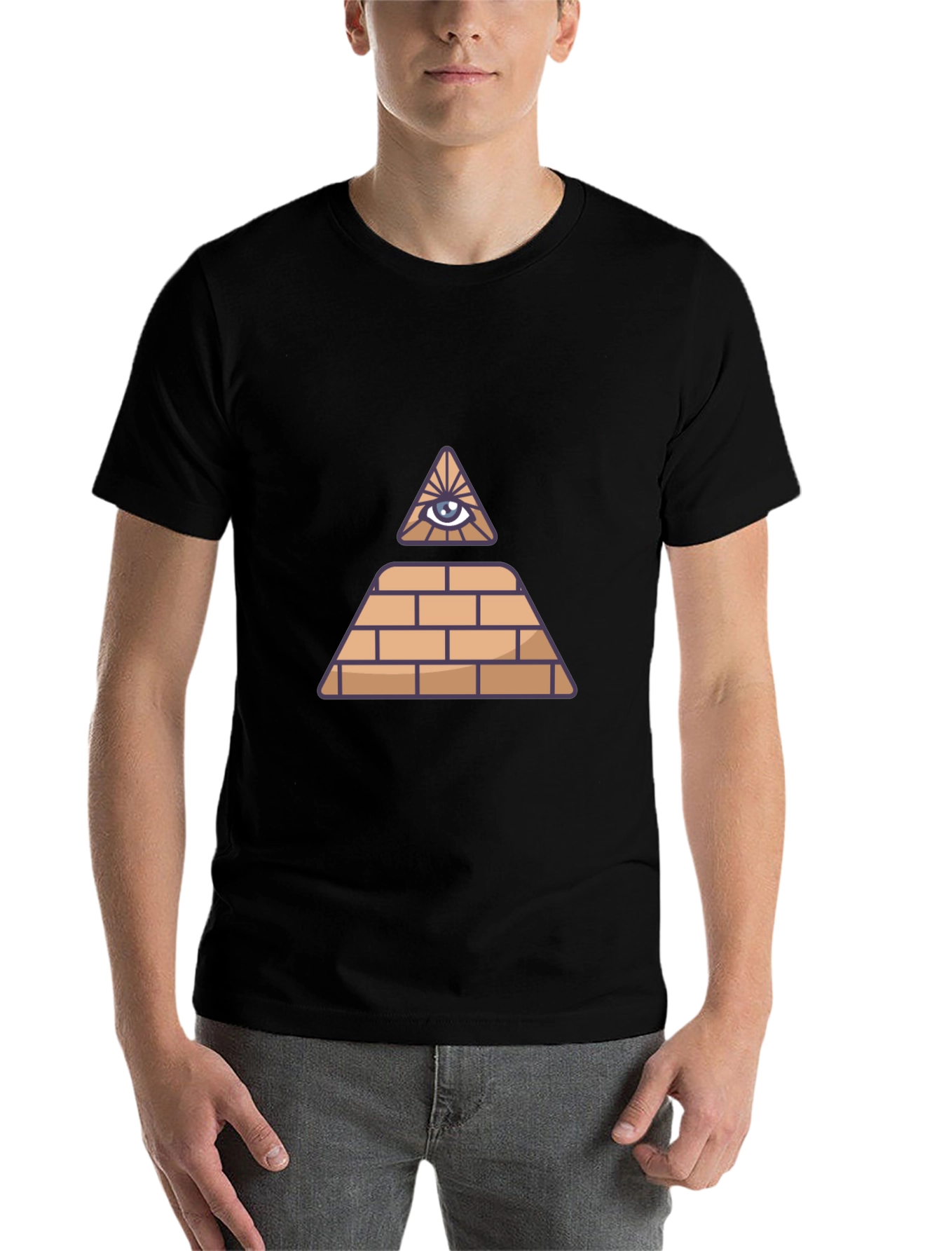 Black Illuminati Pyramid Eye Graphic T-Shirt view 7