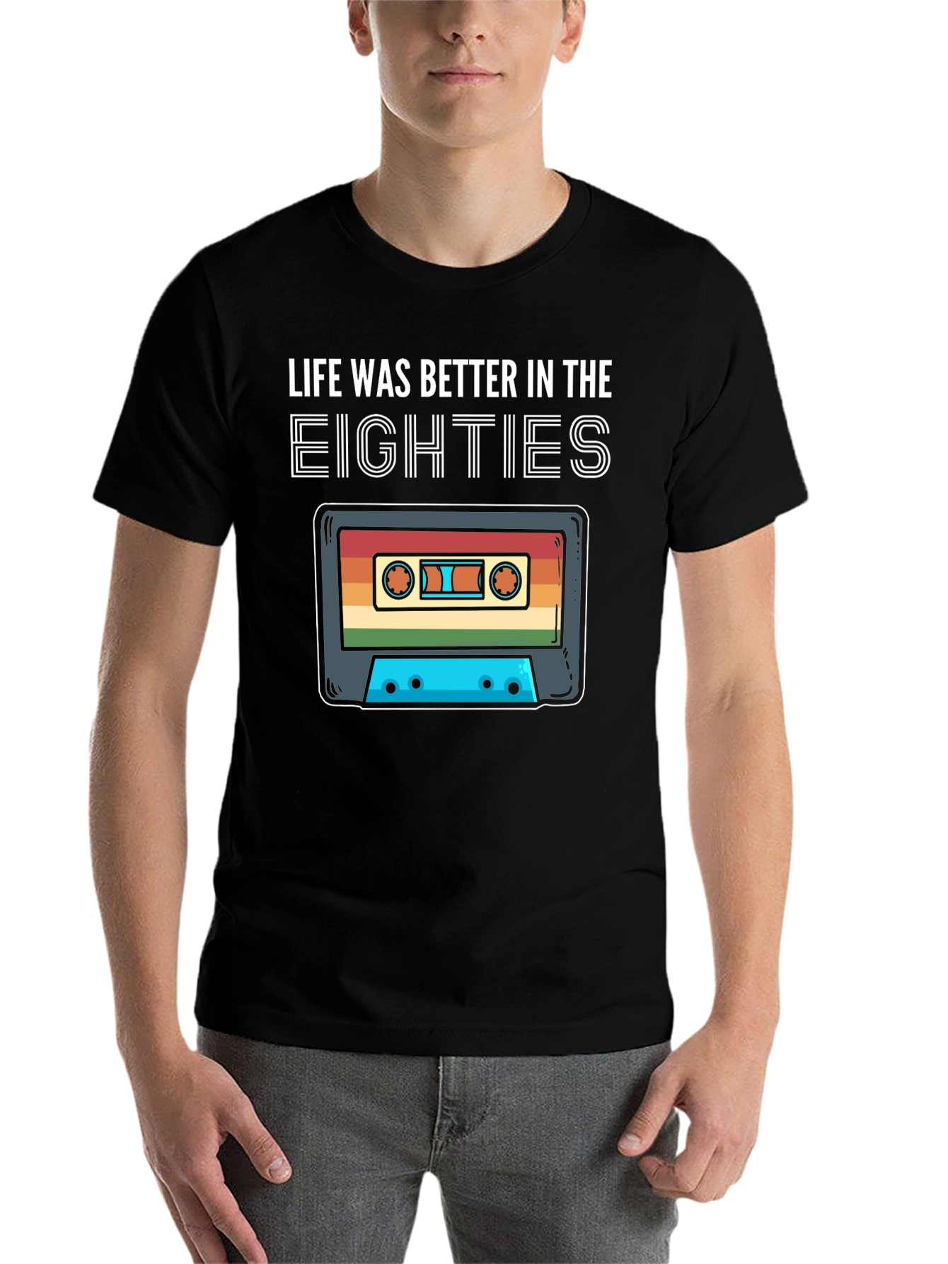 Black Retro 80s Cassette Tape T-Shirt - Life Was Better view 7
