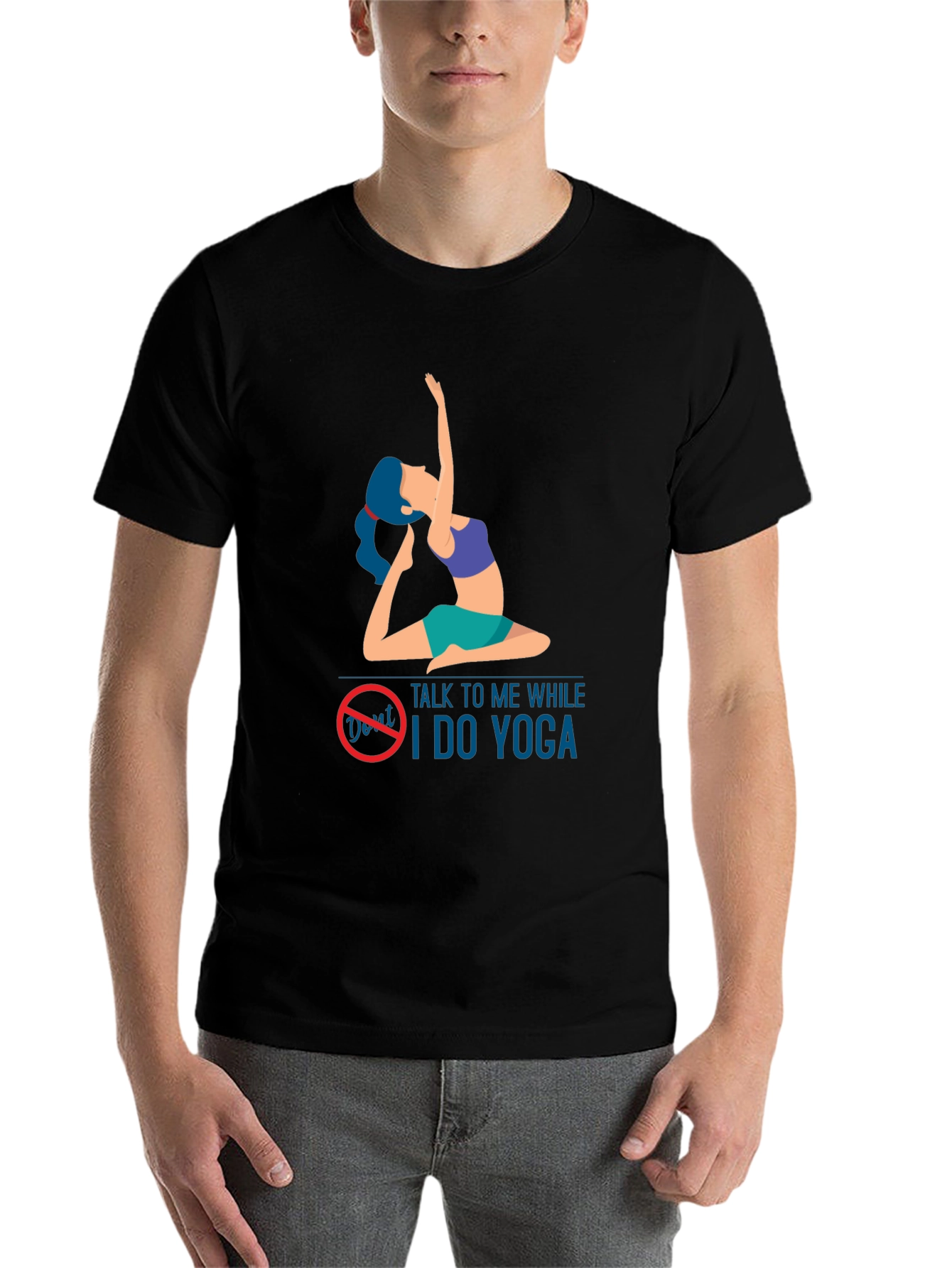 Black Yoga Lover T-Shirt: Don't Talk to Me While I Do Yoga view 7