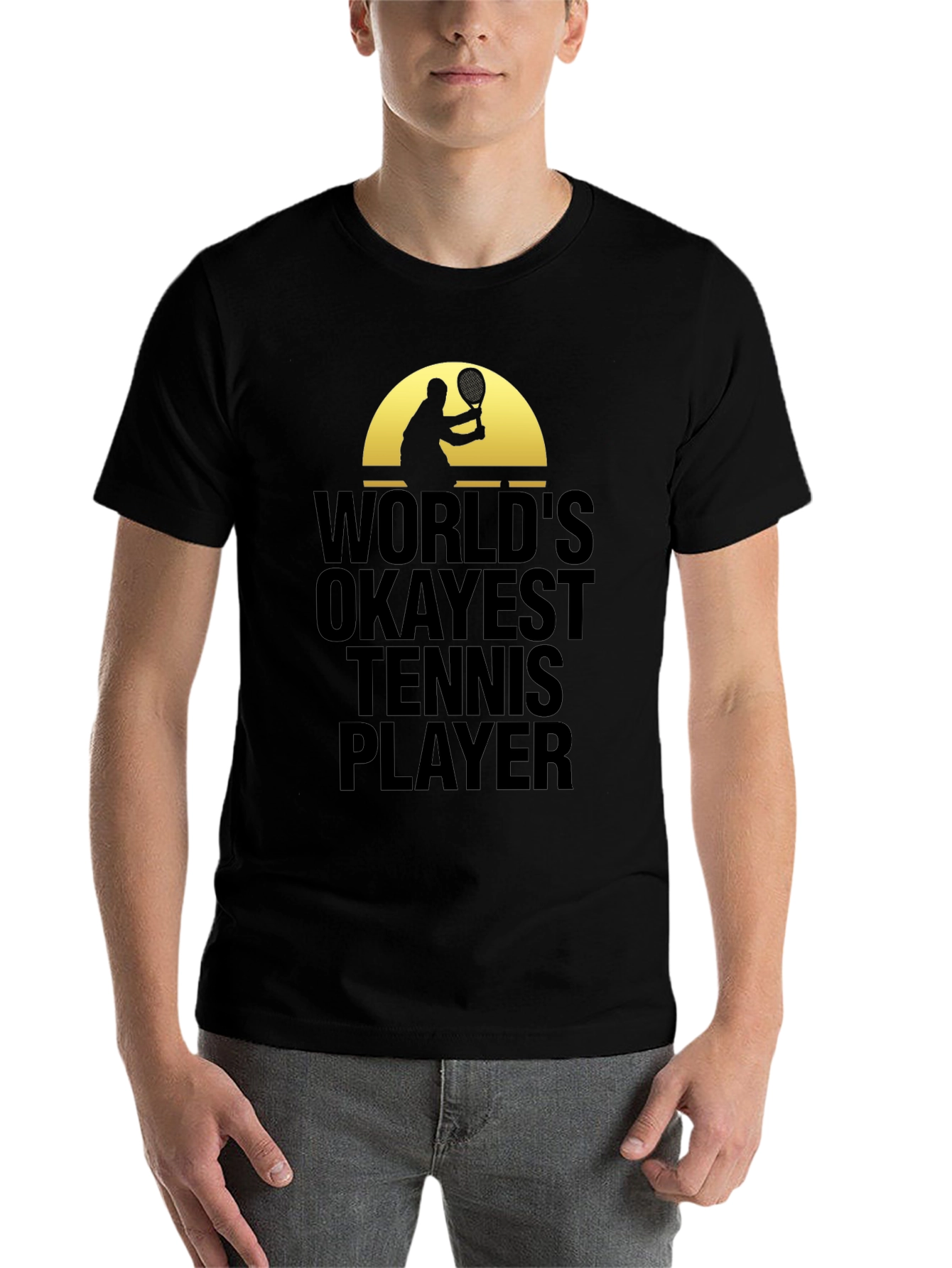 Black World's Okayest Tennis Player Graphic T-Shirt view 7