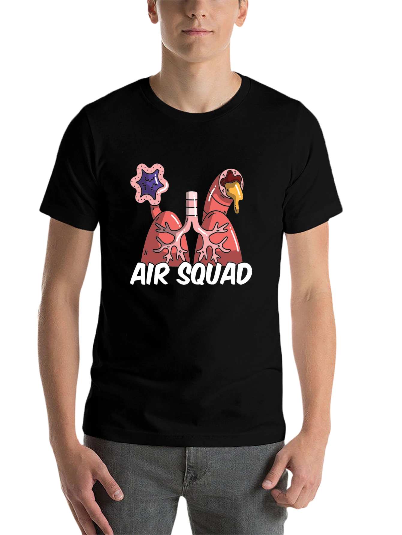 Black Air Squad T-Shirt - Lung Graphic Tee view 7