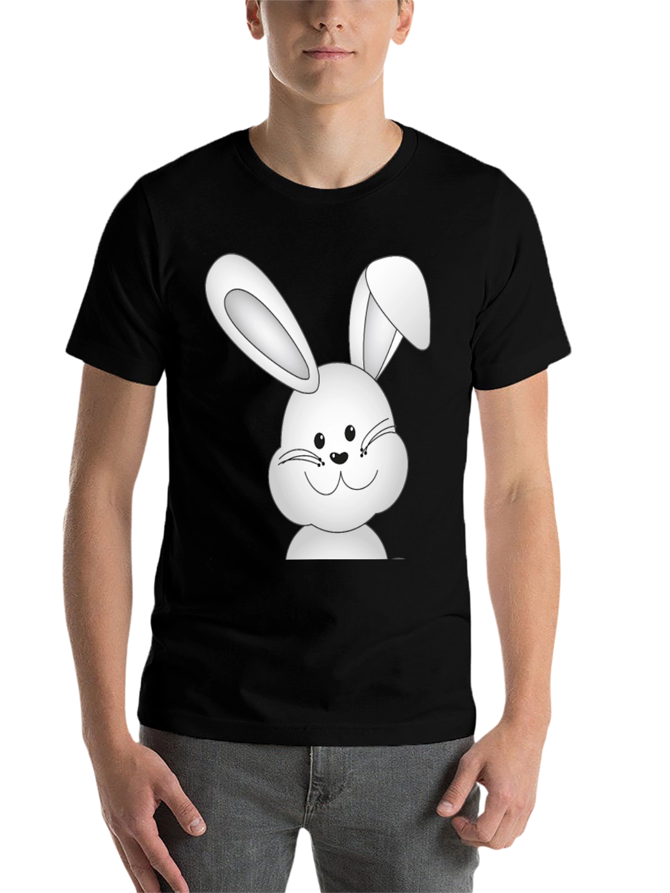 Black Black T-Shirt with Cute Bunny Design view 7