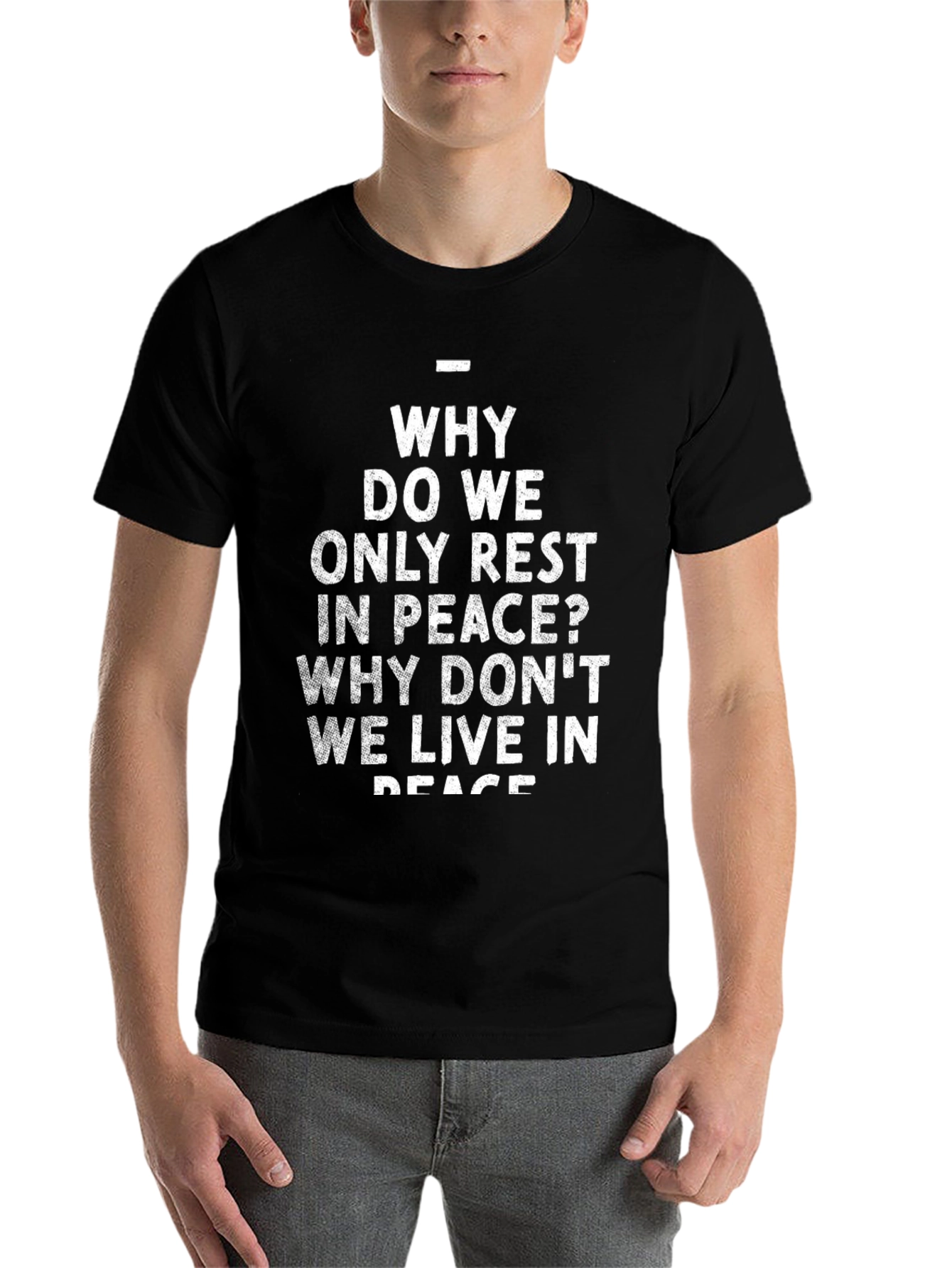Black Why Live in Peace Black Graphic Tee view 7