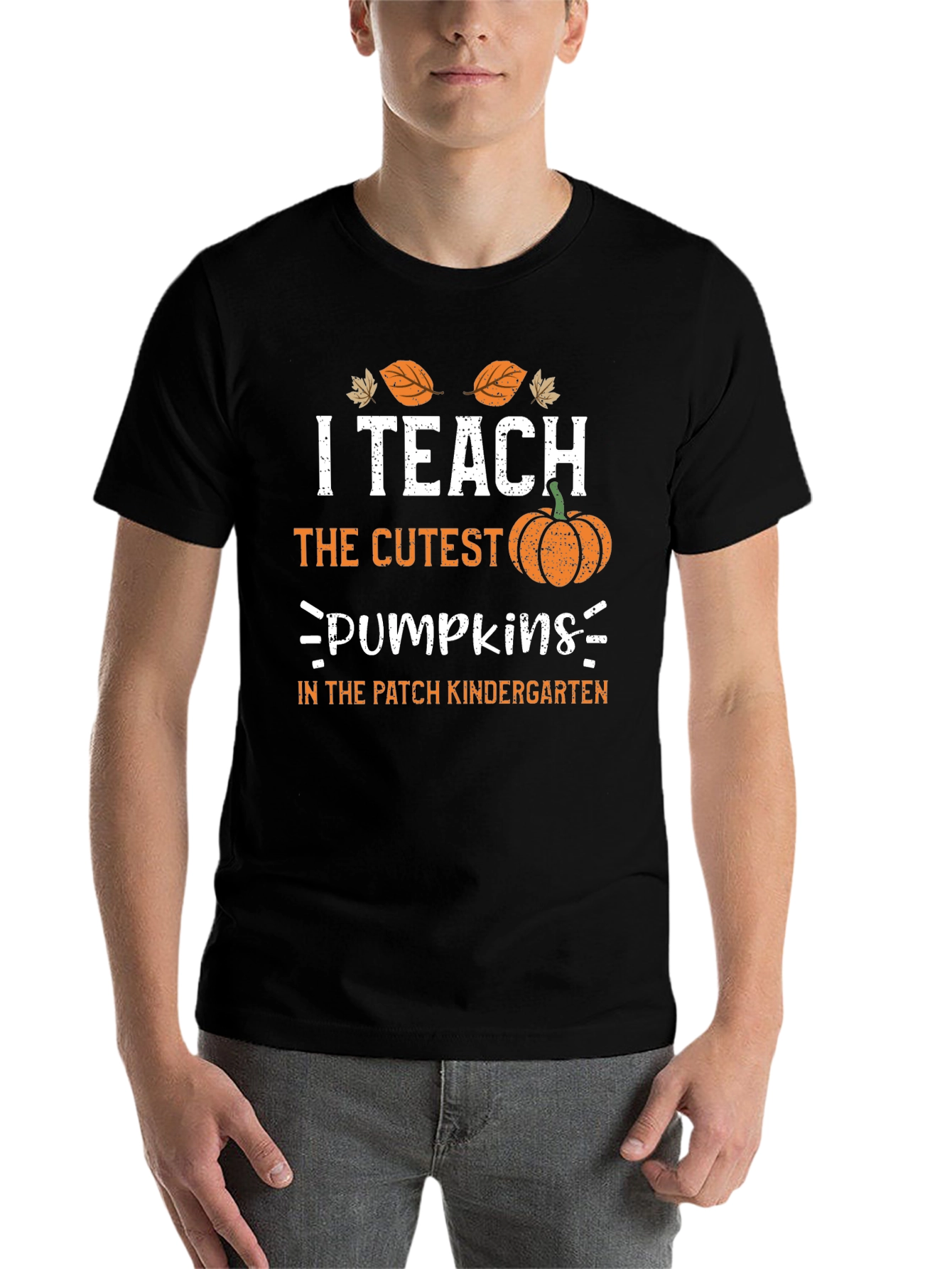Black I Teach The Cutest Pumpkins Teacher T-Shirt view 7