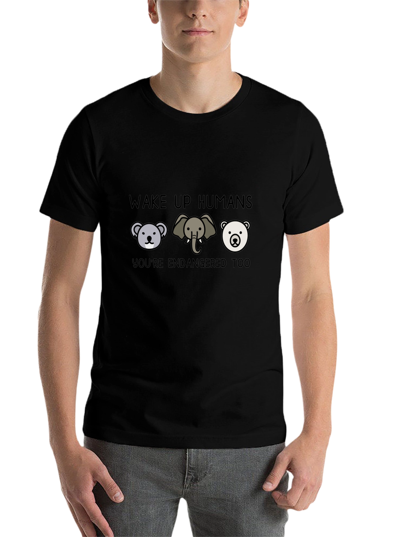 Black Endangered Animals Graphic T-Shirt view 7