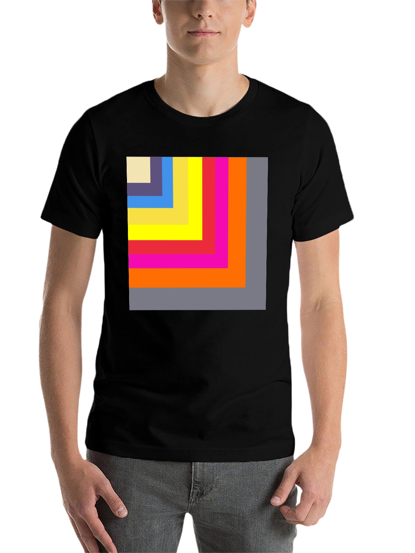 Black Geometric Block T-Shirt view 7
