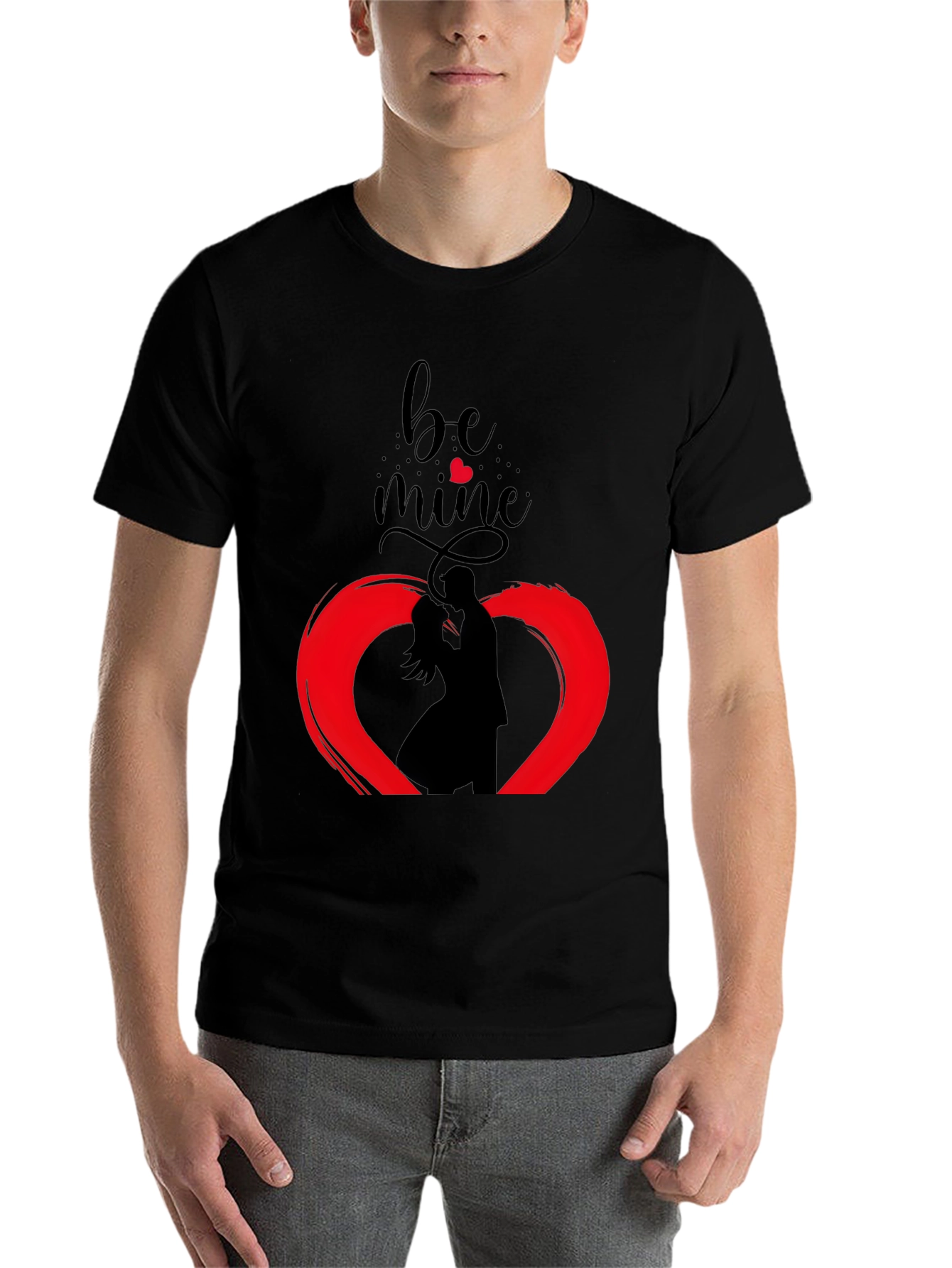 Black Be Mine Valentine's Graphic Tee - Stylish Black Cotton view 7