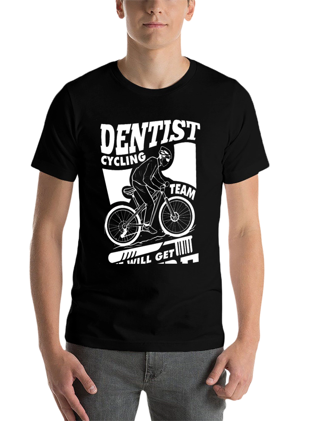 Black Dentist Cycling Team Graphic Tee - Black Cotton Blend Shirt view 7