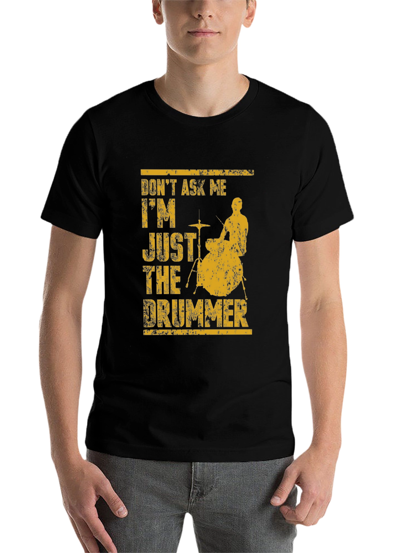 Black Drummer Tee: Don't Ask Me I'm Just The Drummer T-Shirt view 7