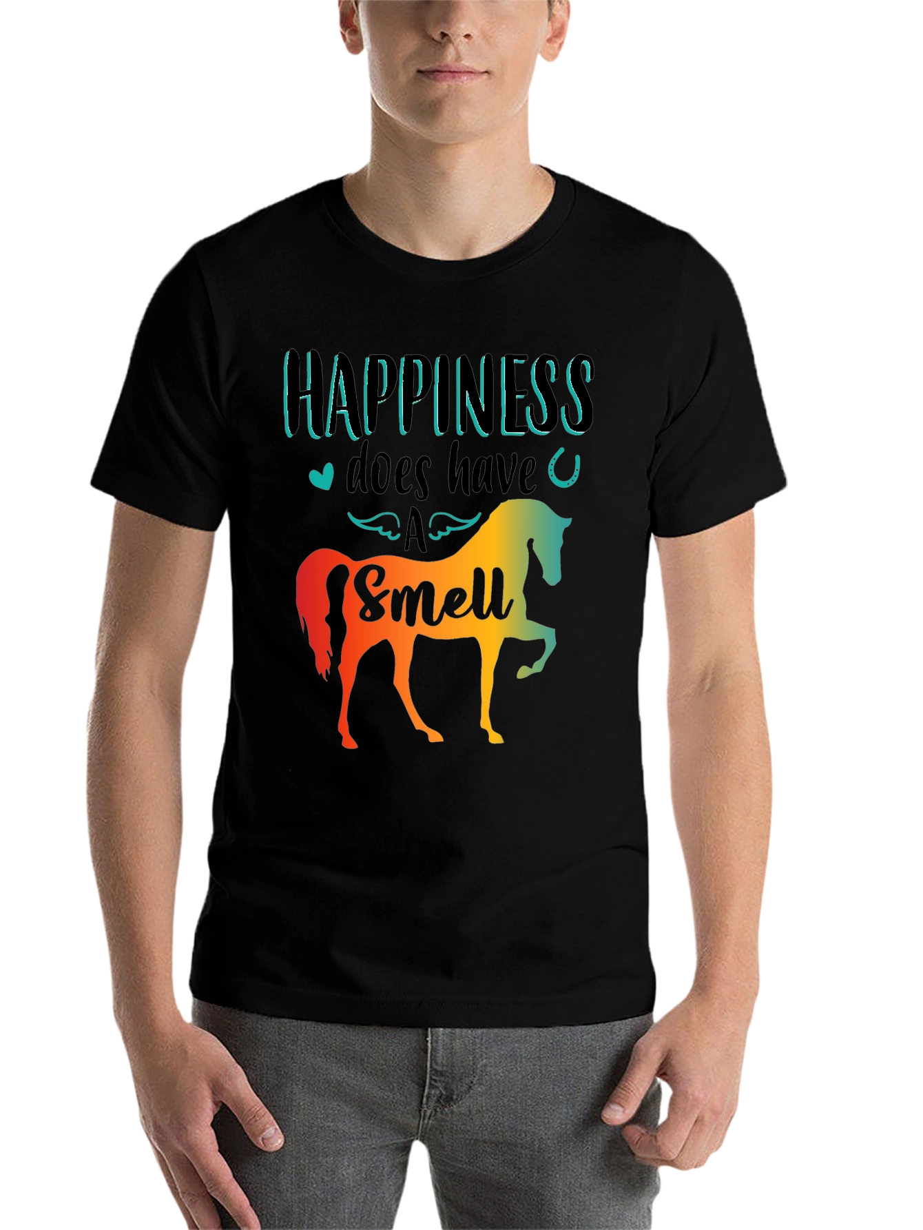 Black Happiness Has a Smell Horse T-Shirt view 7