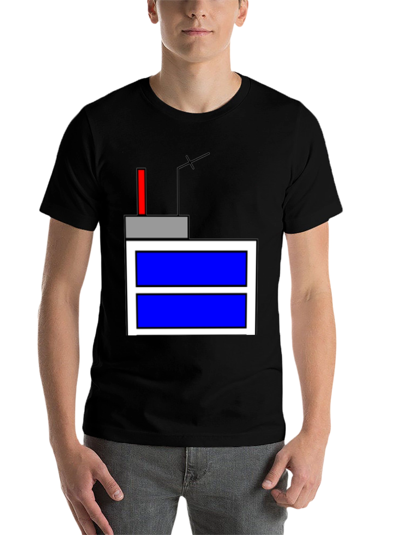 Black Novelty Graphic T-Shirt - Retro Tech Design view 7