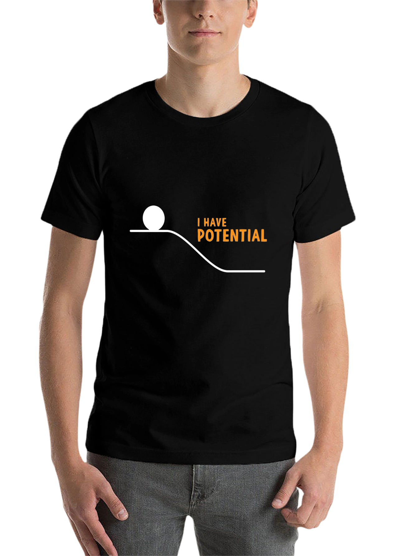 Black Potential Energy Humor T-Shirt - Black view 7