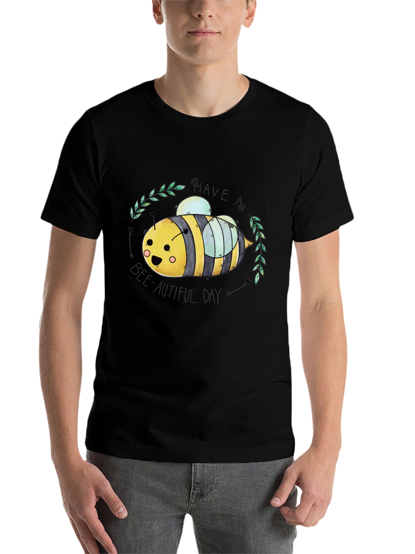 Black Have a Bee-utiful Day Graphic Tee view 7
