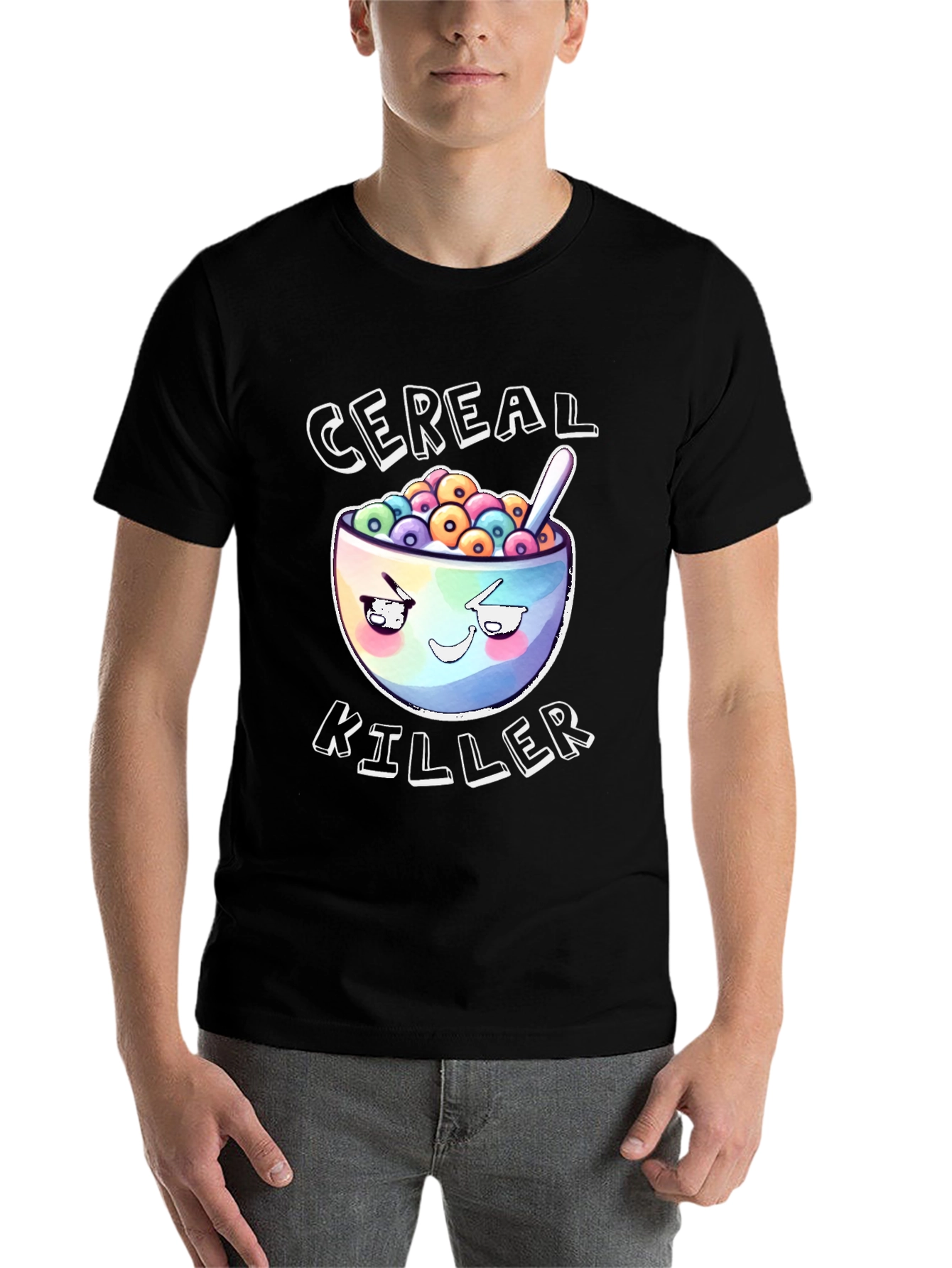 Black Cereal Killer Graphic T-Shirt - Black Cotton Tee view 7
