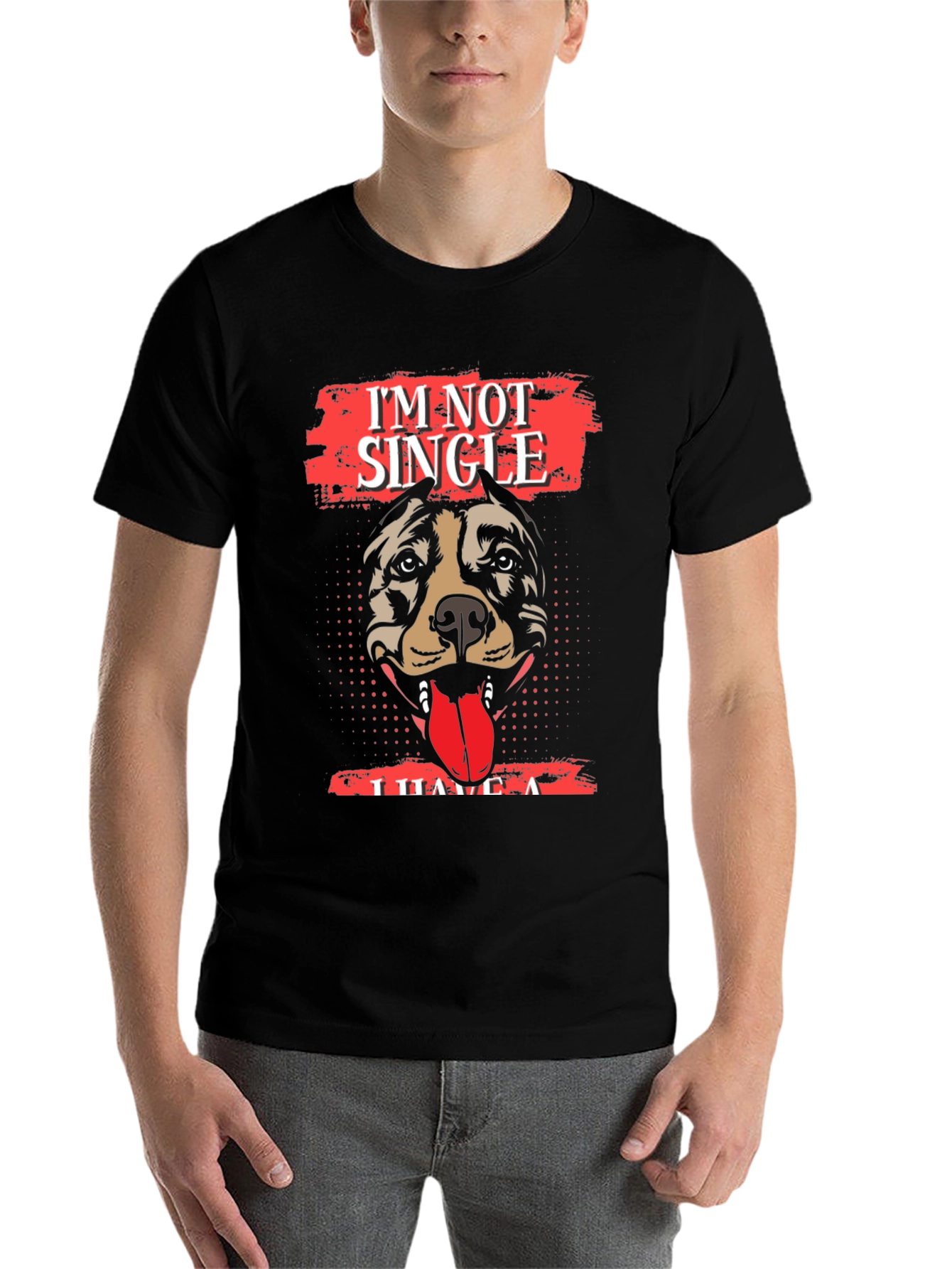 Black I'm Not Single, I Have A Dog T-Shirt - Black view 7