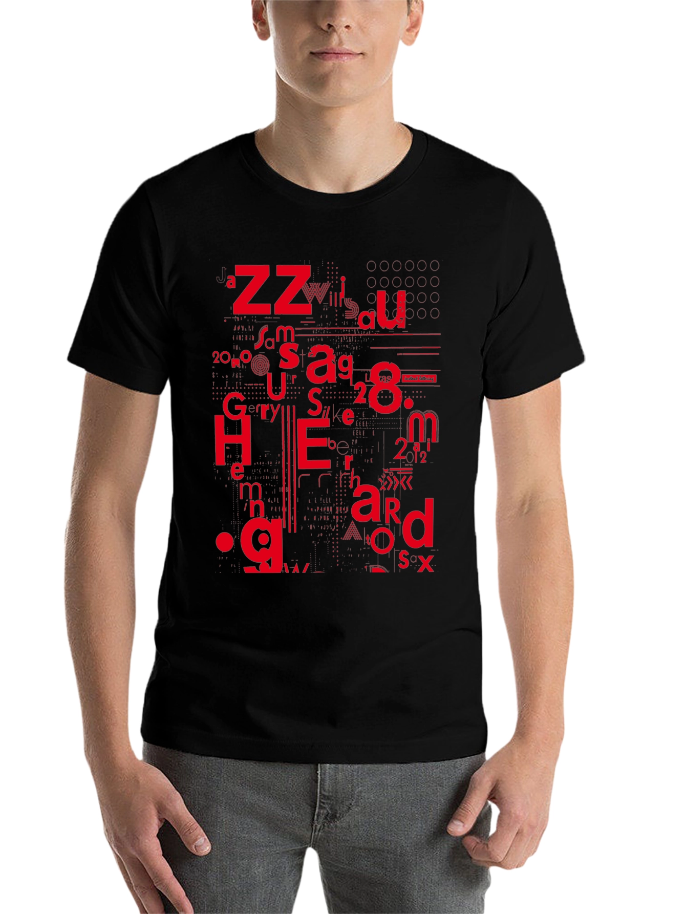 Abstract Typographic Graphic Black T-Shirt - 7