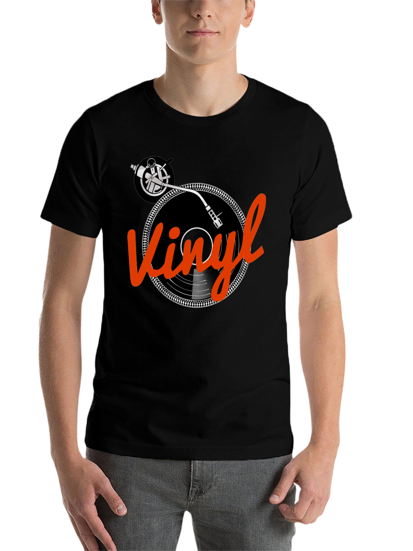 Black Vinyl Record T-Shirt - Turntable Graphic Tee view 7