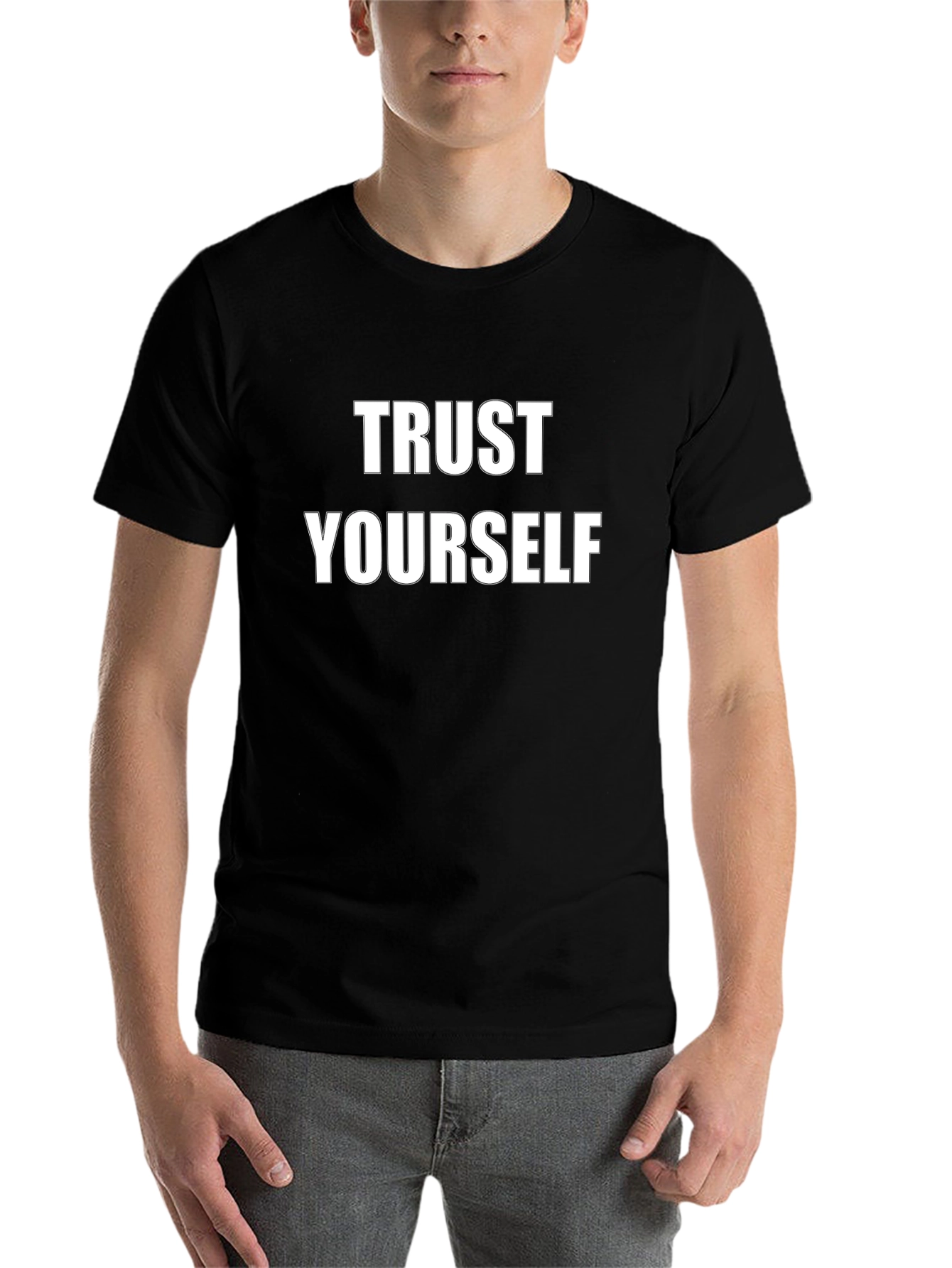 Black Trust Yourself Graphic Tee - Bold Statement Shirt view 7