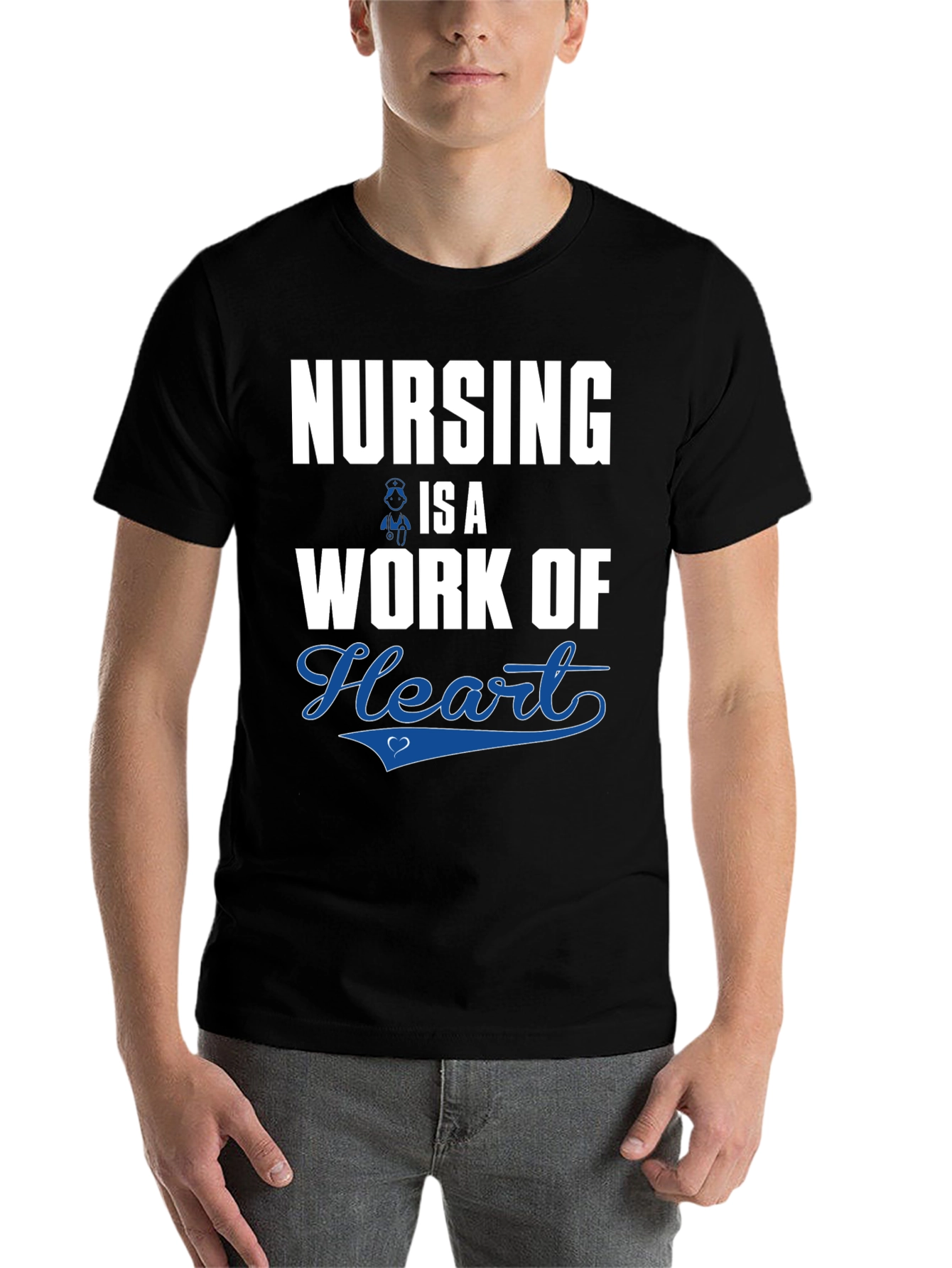 Black Nursing is a Work of Heart T-Shirt view 7