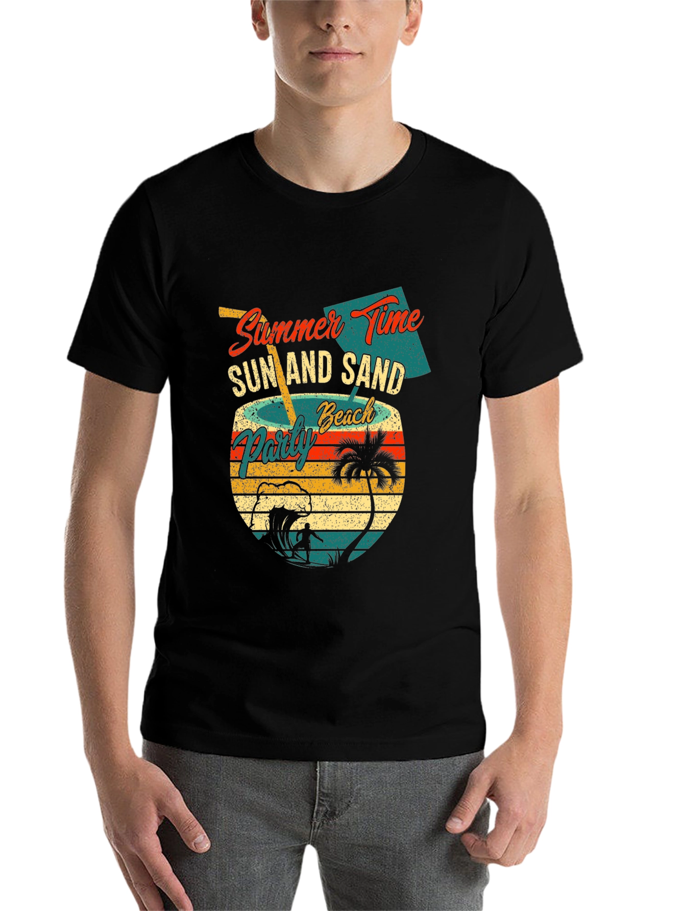 Black Summer Time Beach Party Graphic T-Shirt view 7