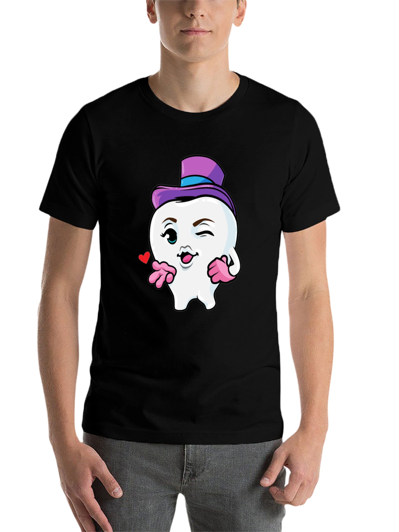 Whimsical Tooth Character Graphic Tee - 7