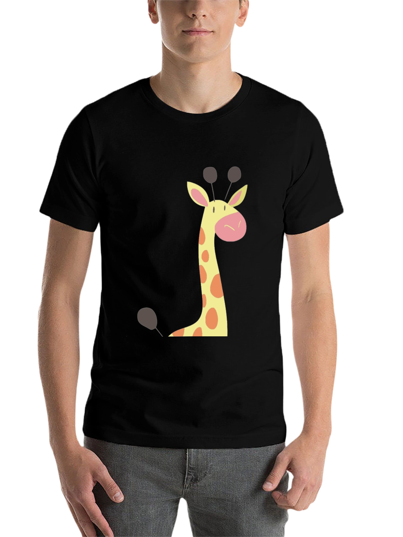 Black Giraffe Graphic Tee - Black Crew Neck T-Shirt view 7