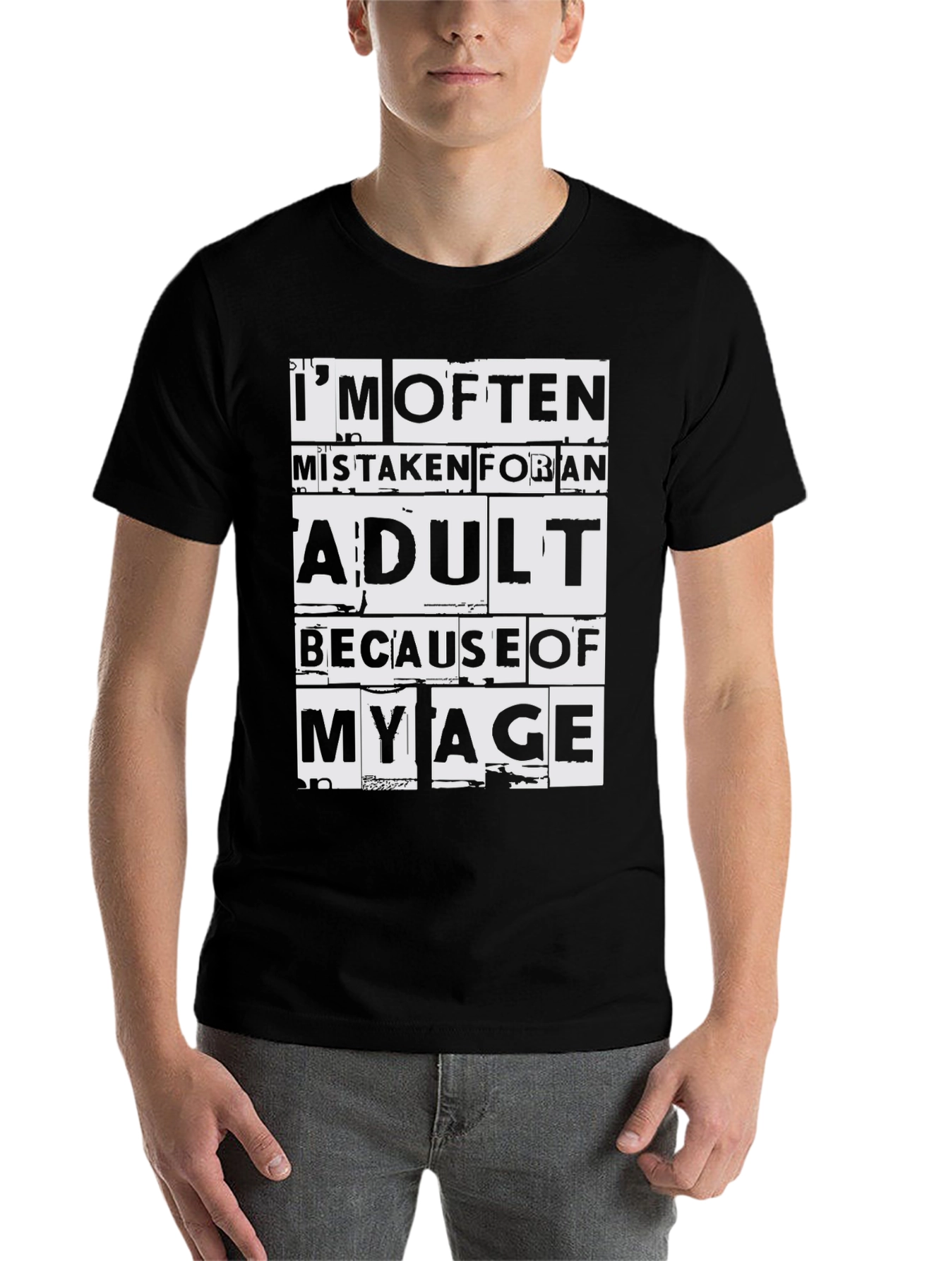 Black I'm Often Mistaken Adult T-Shirt view 7