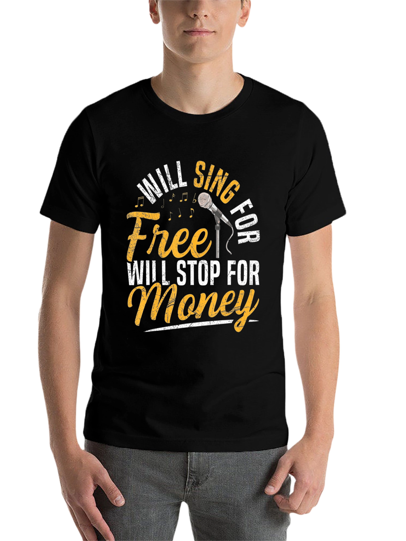 Black Will Sing for Free Men's Black T-Shirt view 7