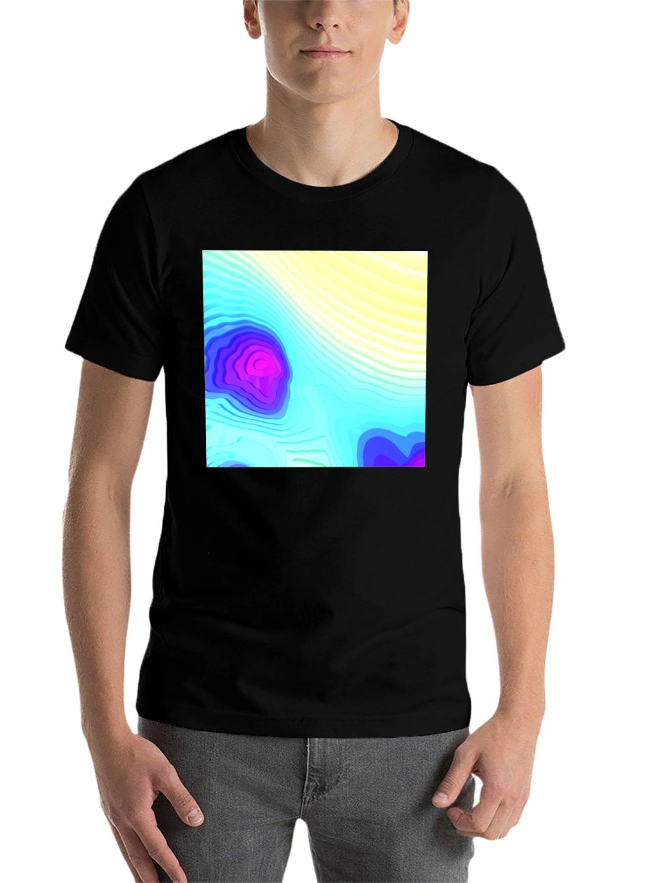 Black Topo Graphic Black T-Shirt view 7